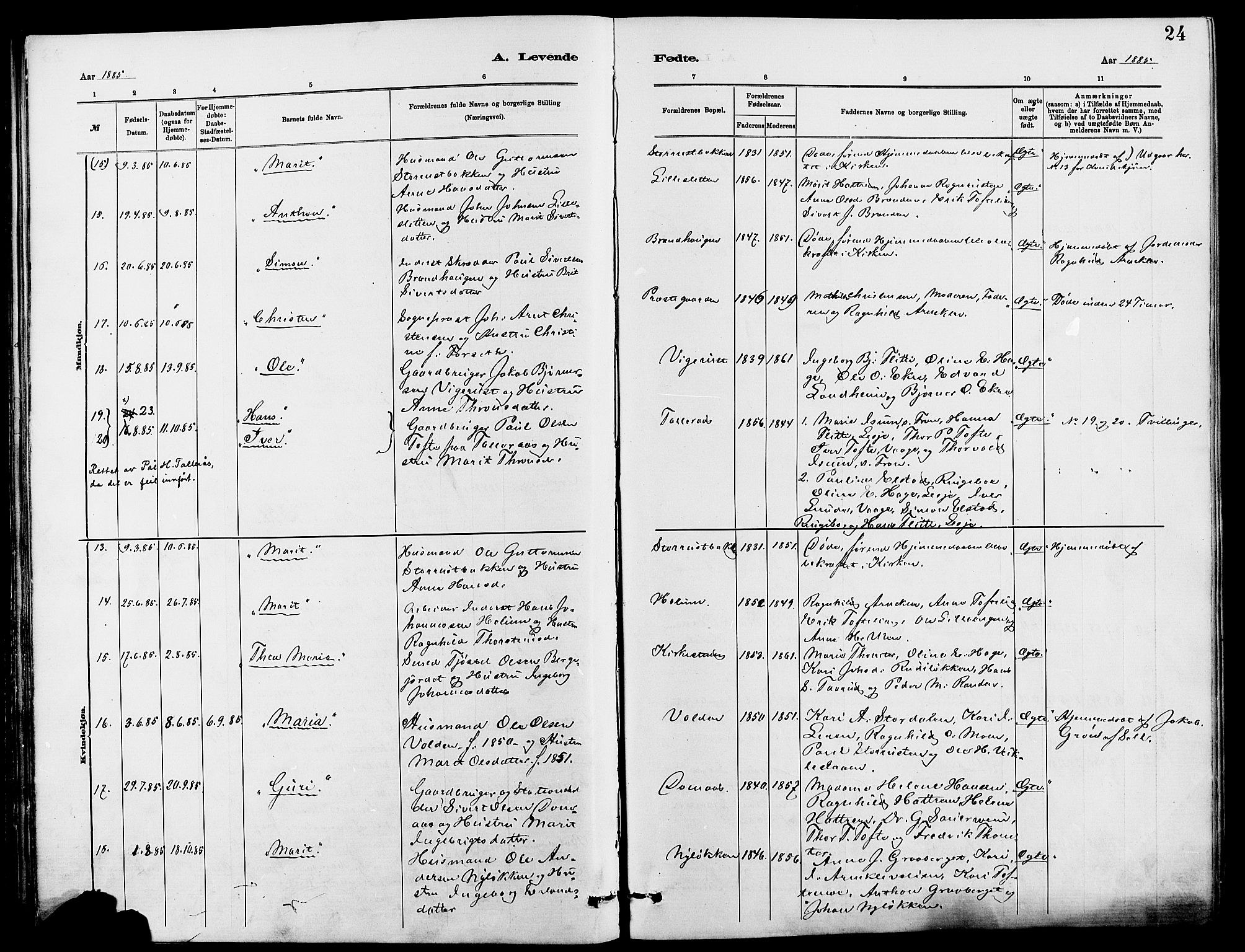 Dovre prestekontor, AV/SAH-PREST-066/H/Ha/Hab/L0002: Parish register (copy) no. 2, 1881-1907, p. 24