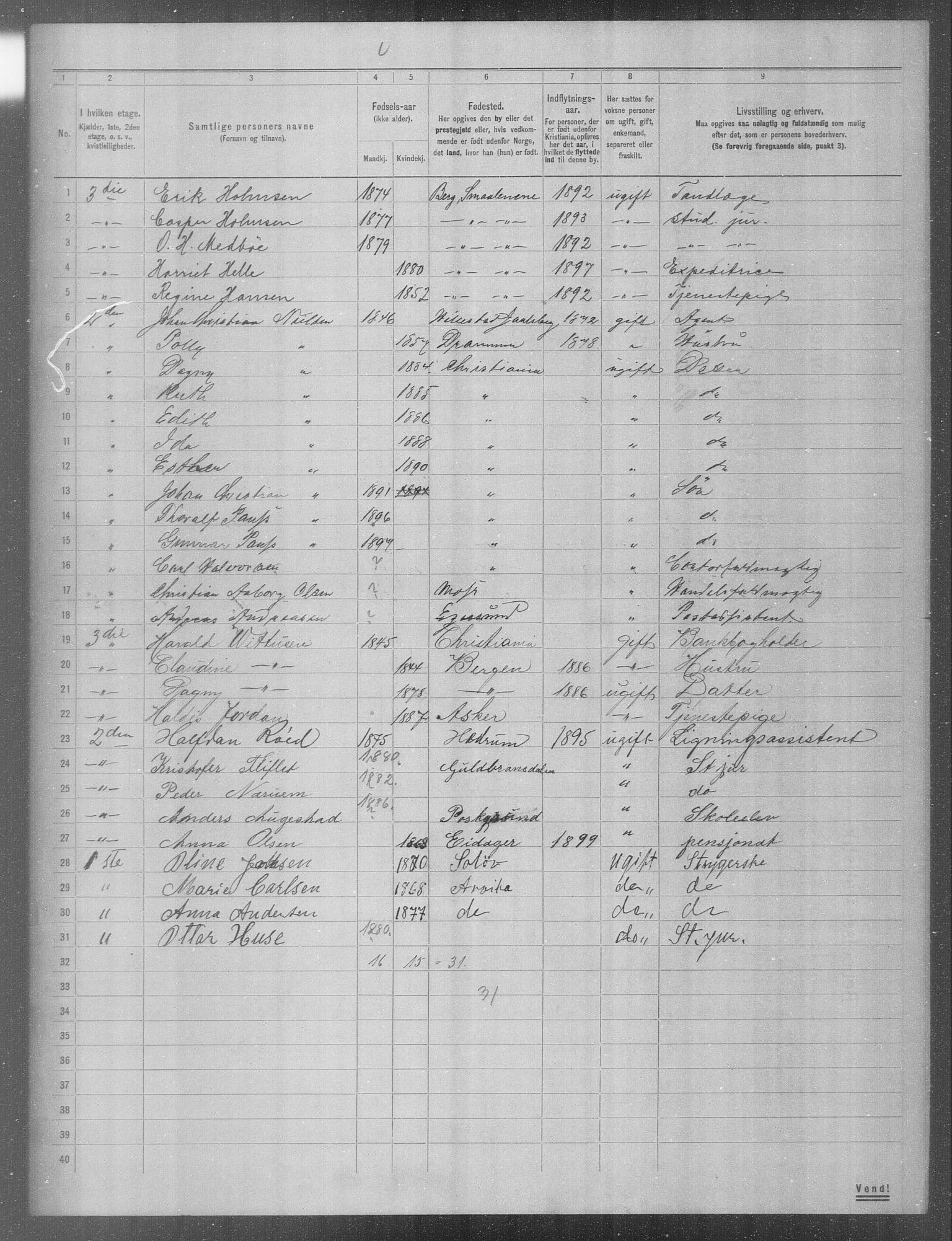 OBA, Municipal Census 1904 for Kristiania, 1904, p. 2823