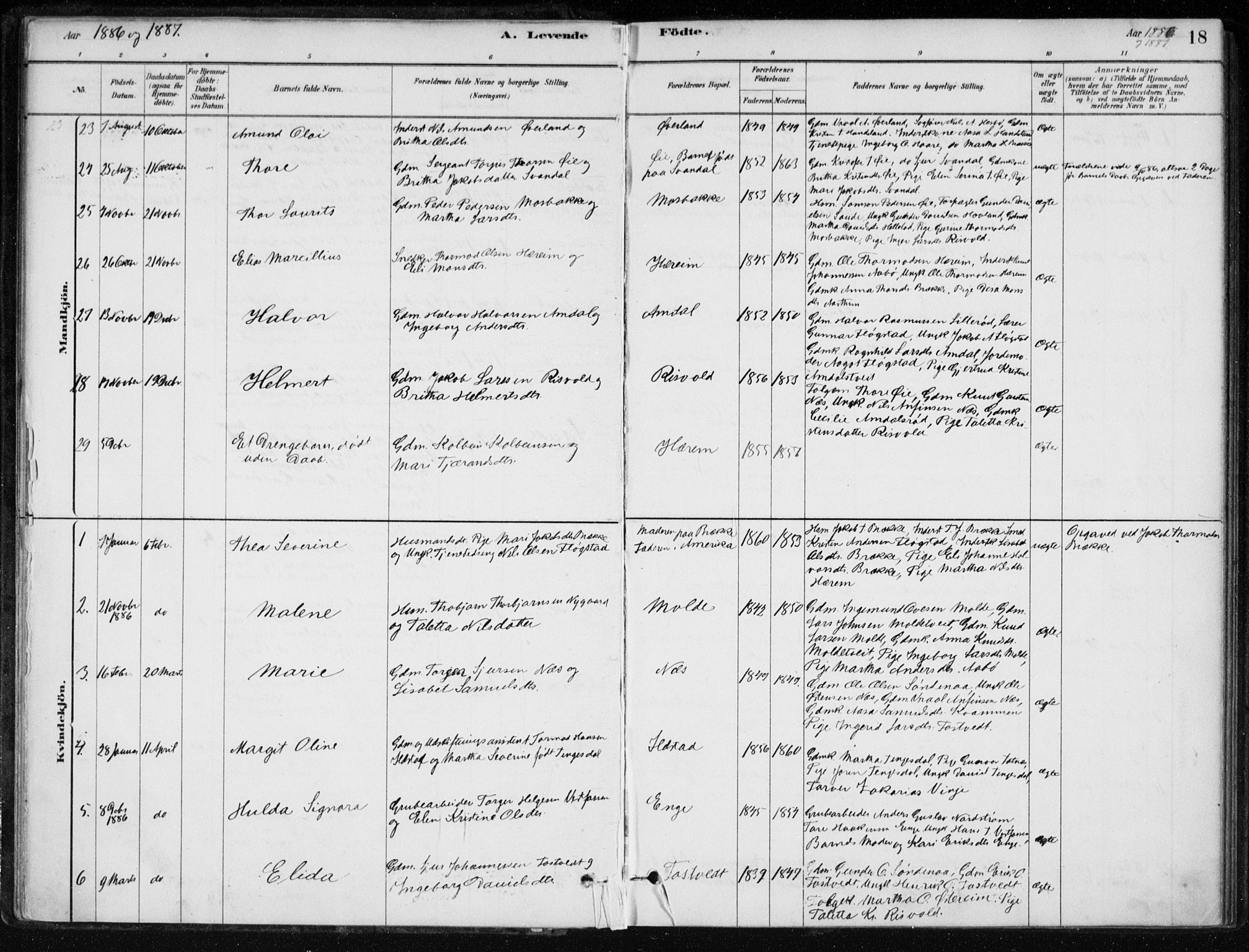 Sand sokneprestkontor, AV/SAST-A-101848/01/III/L0006: Parish register (official) no. A 6, 1880-1898, p. 18