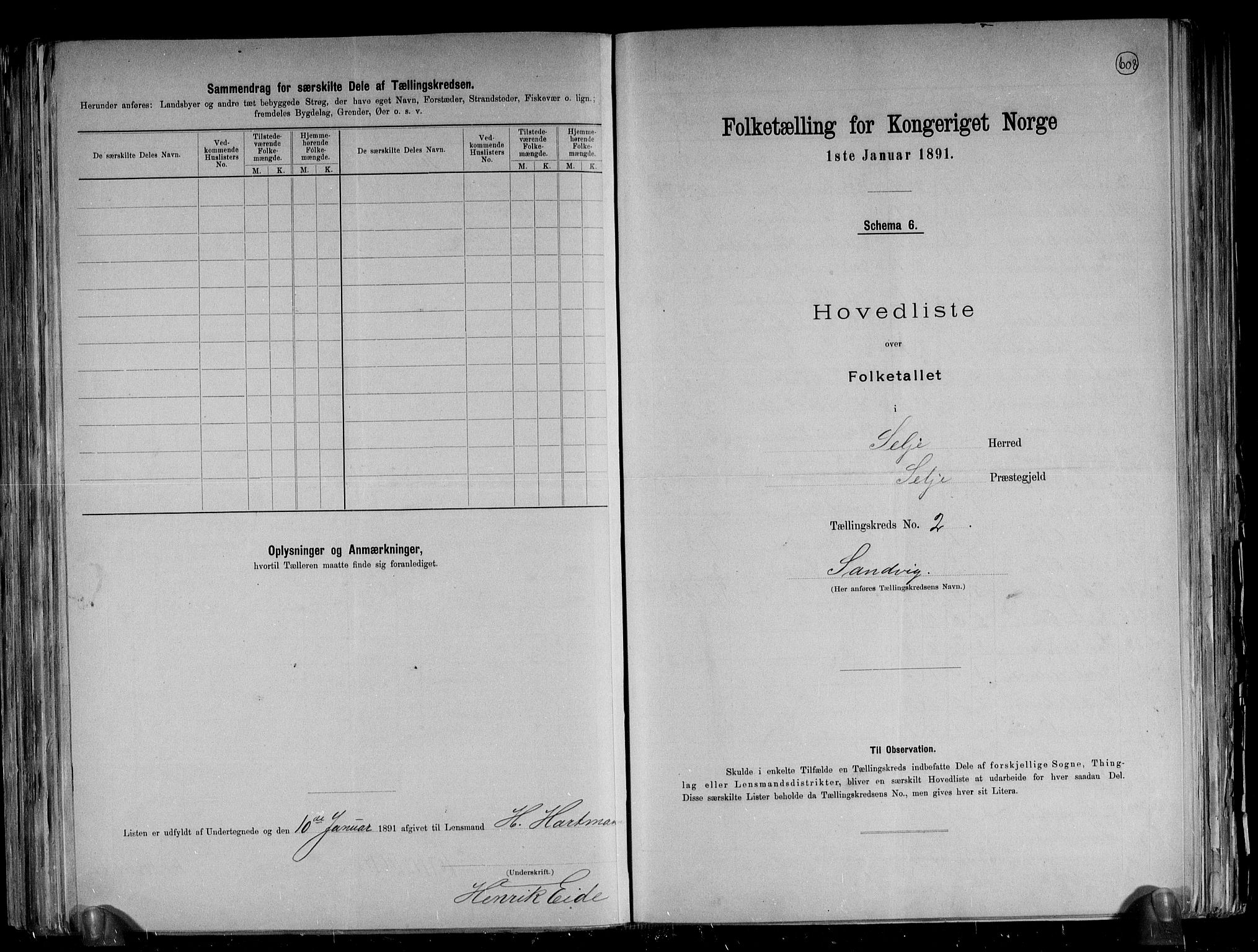 RA, 1891 census for 1441 Selje, 1891, p. 6