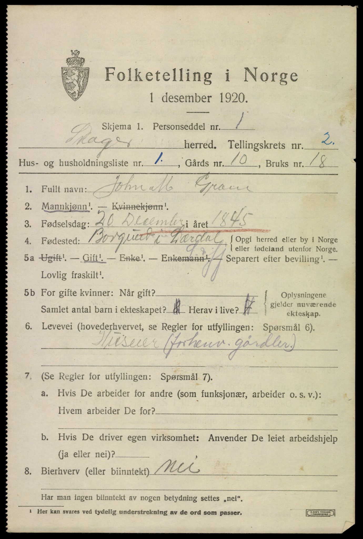 SAKO, 1920 census for Skoger, 1920, p. 4205