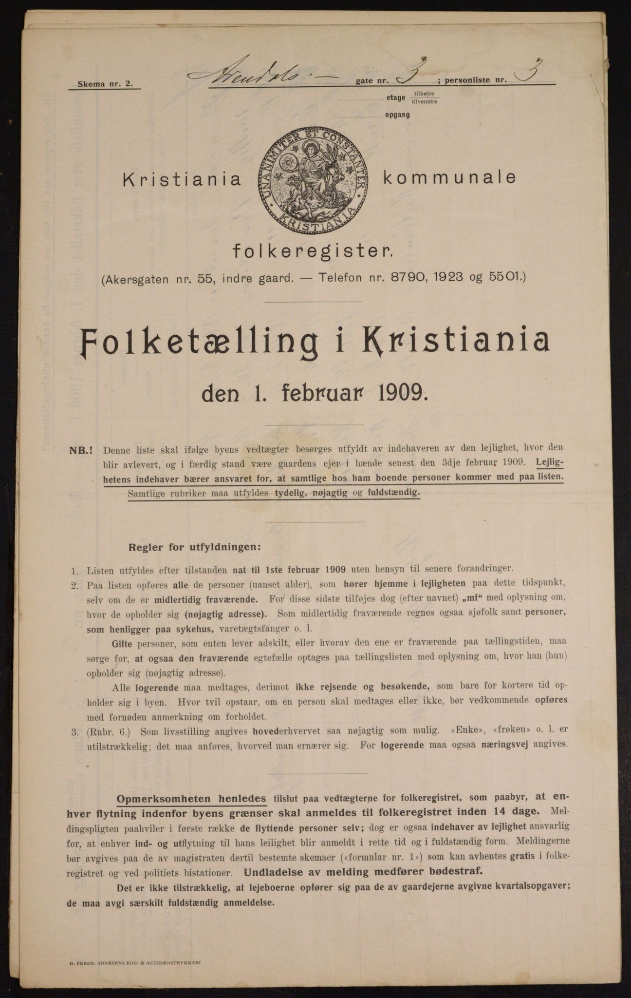 OBA, Municipal Census 1909 for Kristiania, 1909, p. 1877