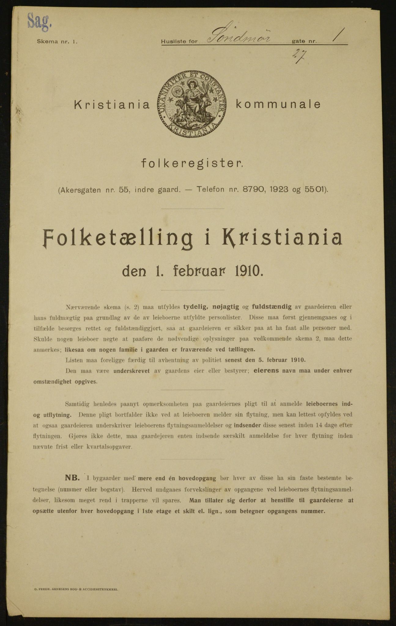 OBA, Municipal Census 1910 for Kristiania, 1910, p. 99308