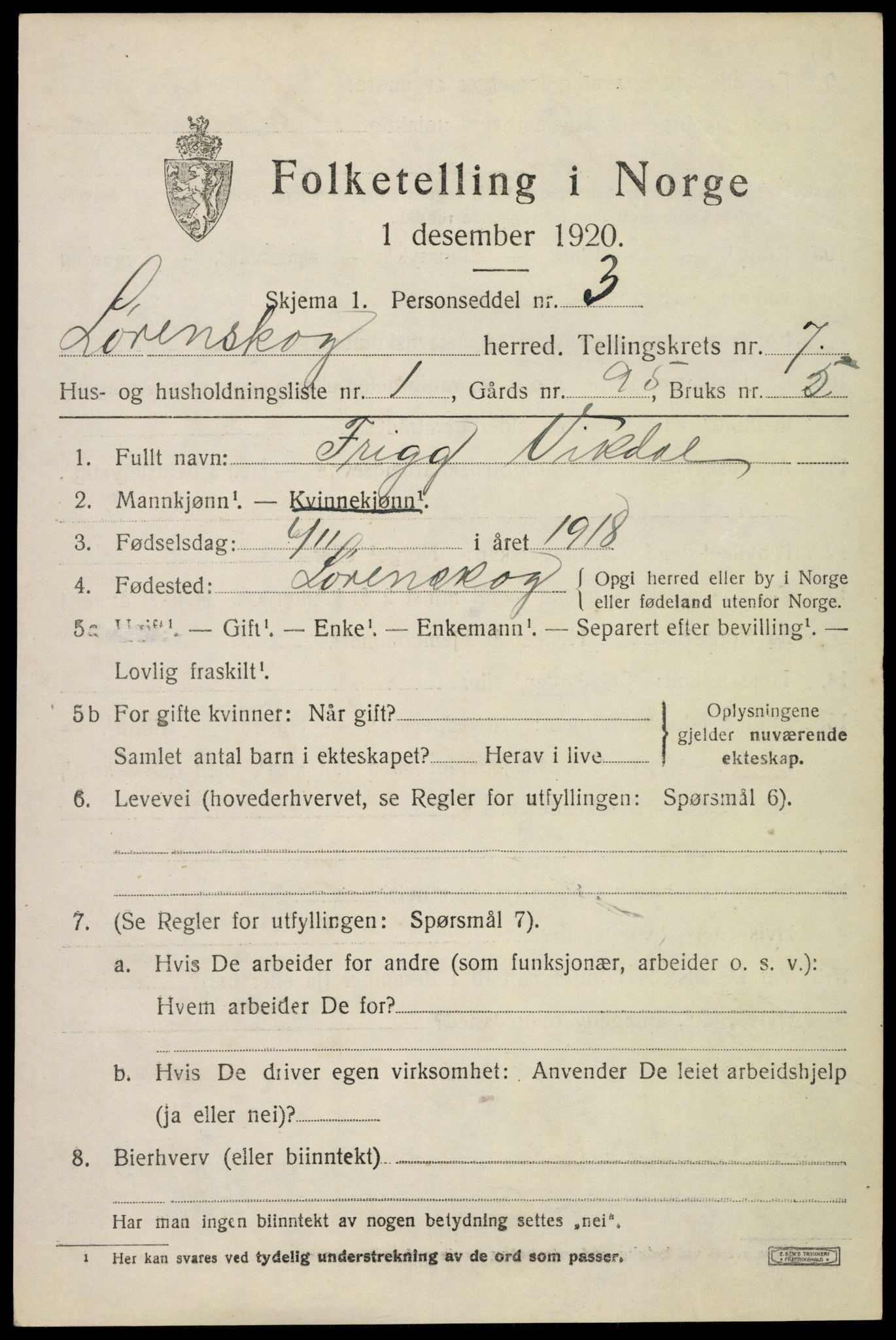 SAO, 1920 census for Lørenskog, 1920, p. 5770