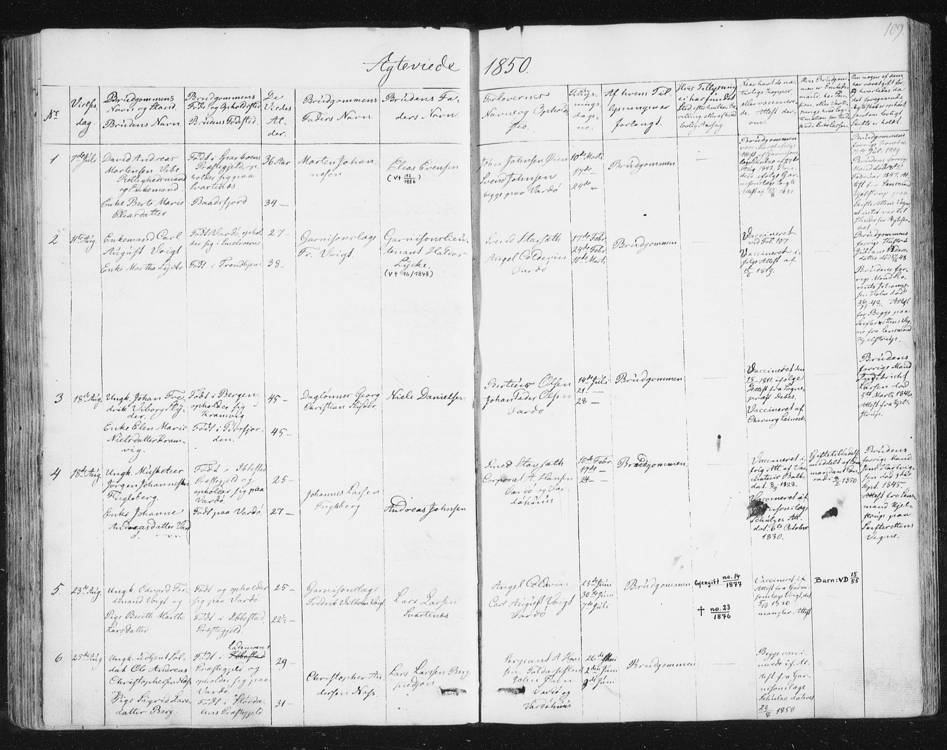 Vardø sokneprestkontor, SATØ/S-1332/H/Ha/L0003kirke: Parish register (official) no. 3, 1843-1861, p. 109