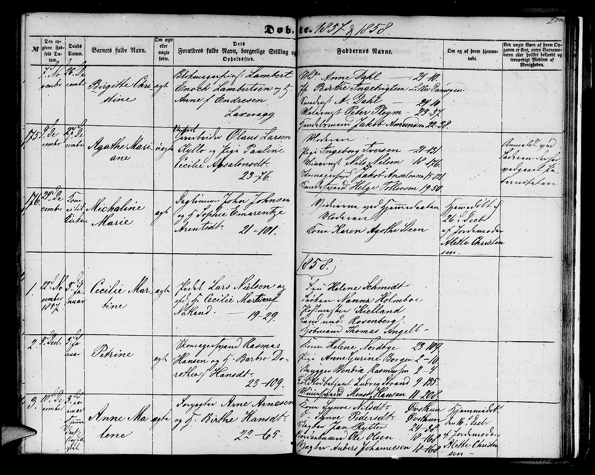Korskirken sokneprestembete, SAB/A-76101/H/Hab: Parish register (copy) no. B 3, 1853-1858, p. 200