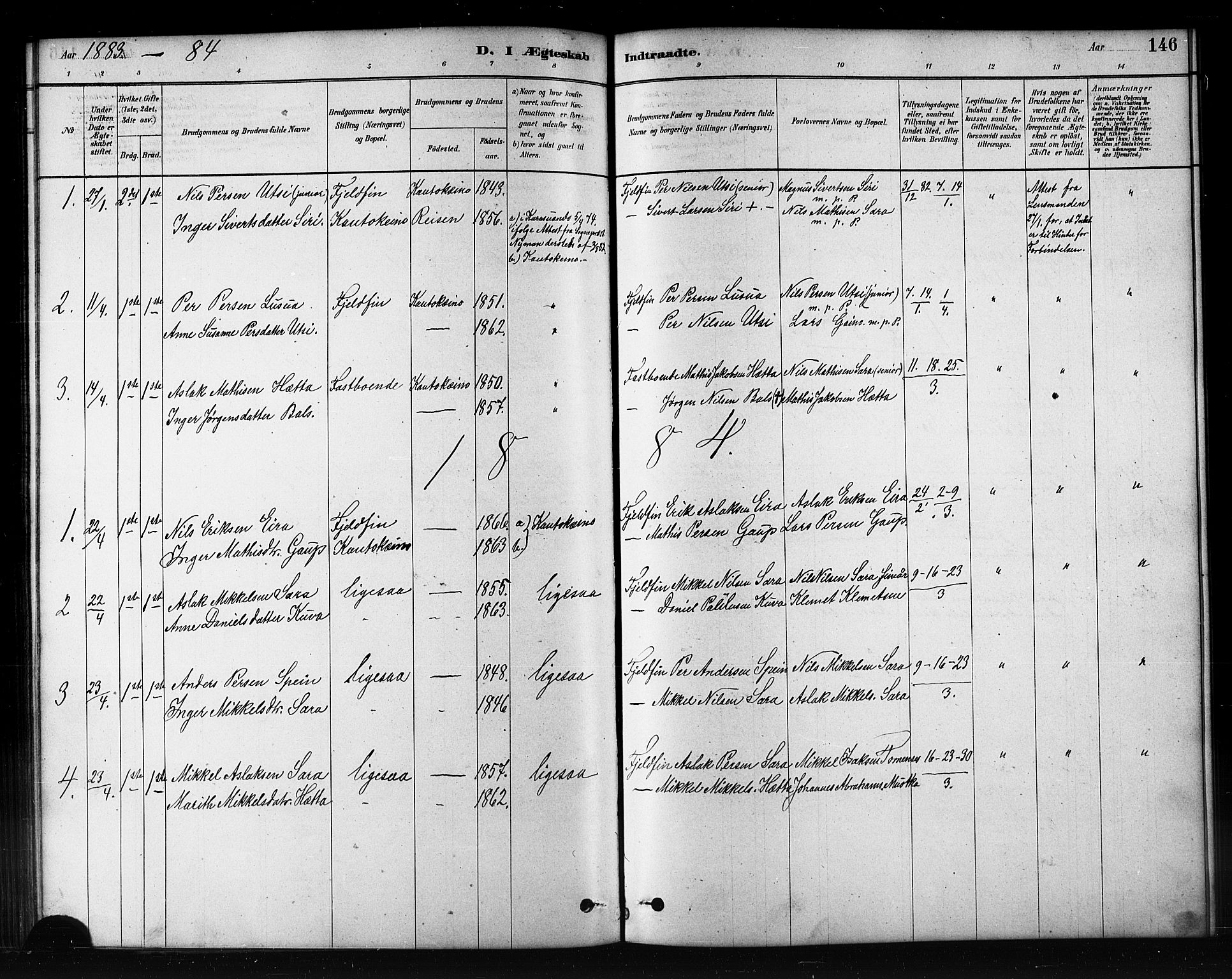 Kautokeino sokneprestembete, SATØ/S-1340/H/Hb/L0002.klokk: Parish register (copy) no. 2, 1877-1896, p. 146