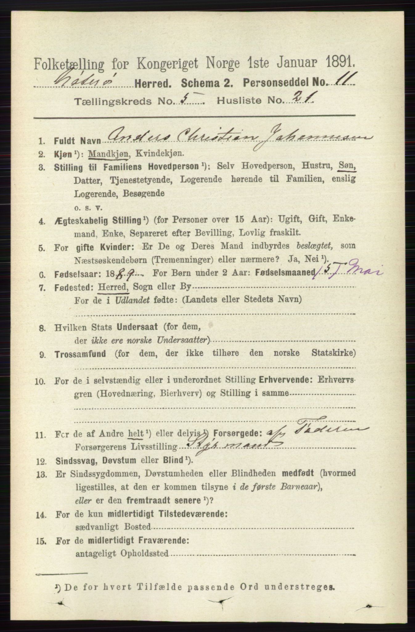 RA, 1891 census for 0722 Nøtterøy, 1891, p. 2677