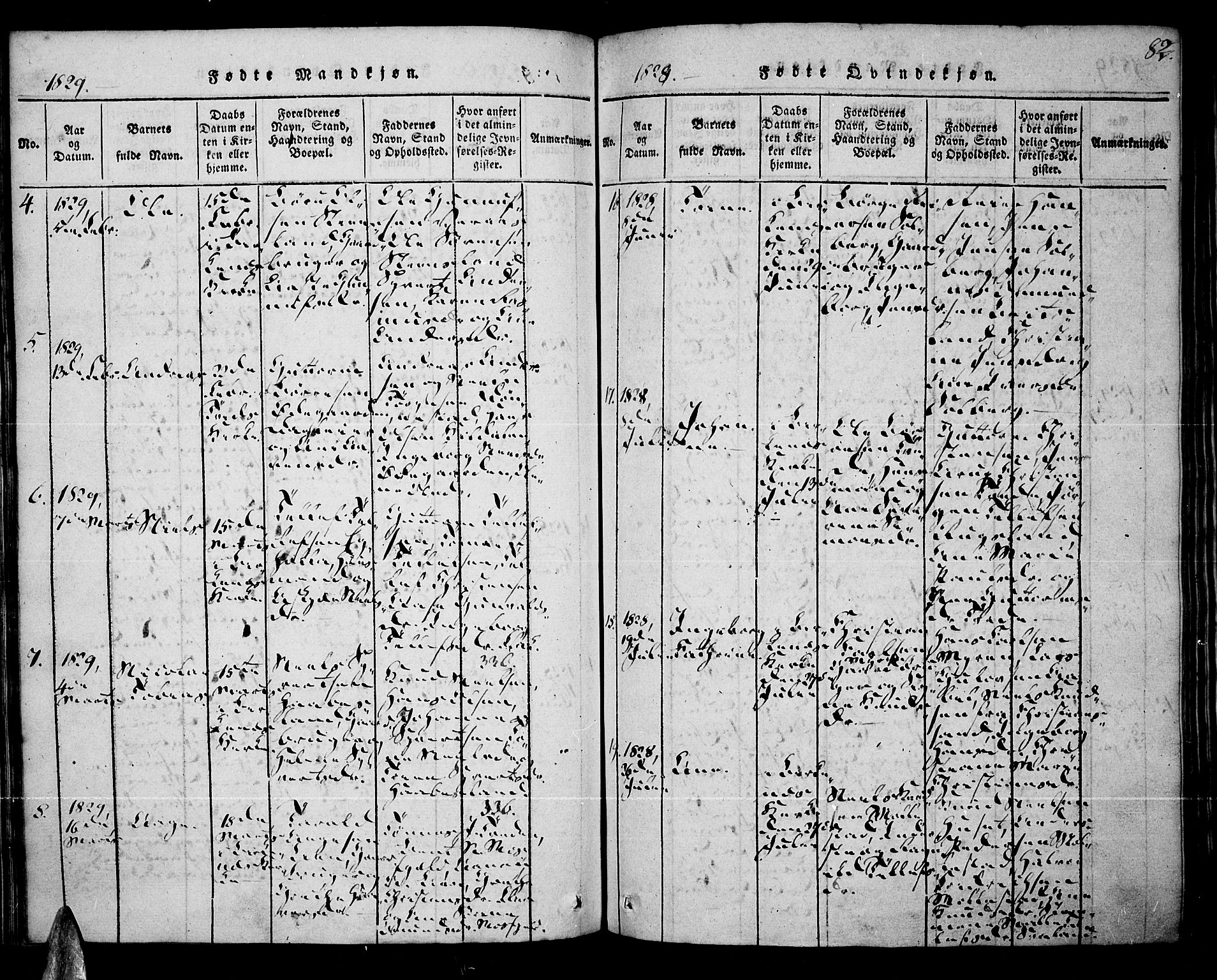 Tveit sokneprestkontor, SAK/1111-0043/F/Fa/L0002: Parish register (official) no. A 2, 1820-1830, p. 82