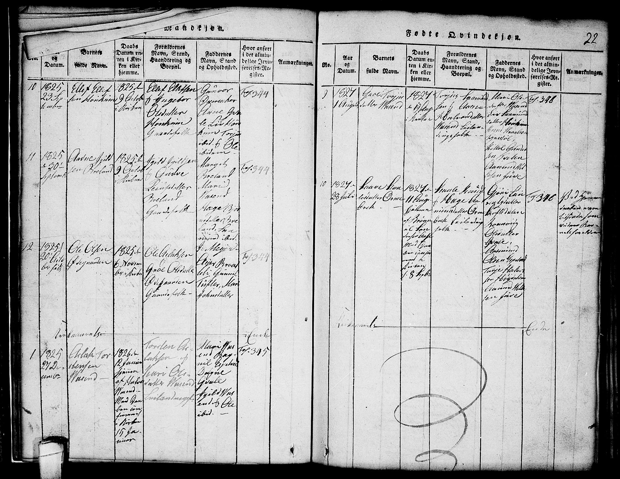 Lårdal kirkebøker, AV/SAKO-A-284/G/Gc/L0001: Parish register (copy) no. III 1, 1815-1854, p. 22