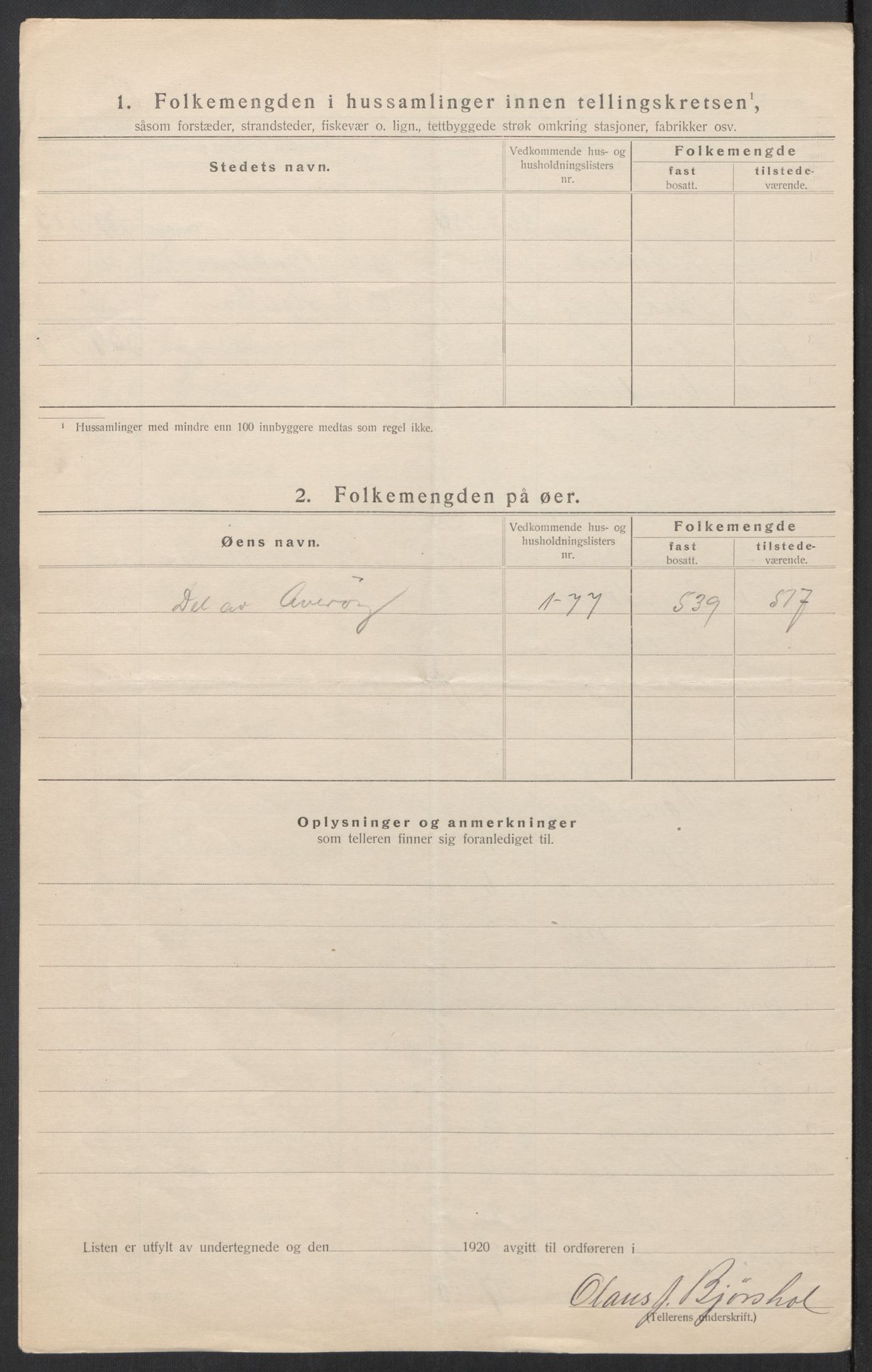 SAT, 1920 census for Bremsnes, 1920, p. 29