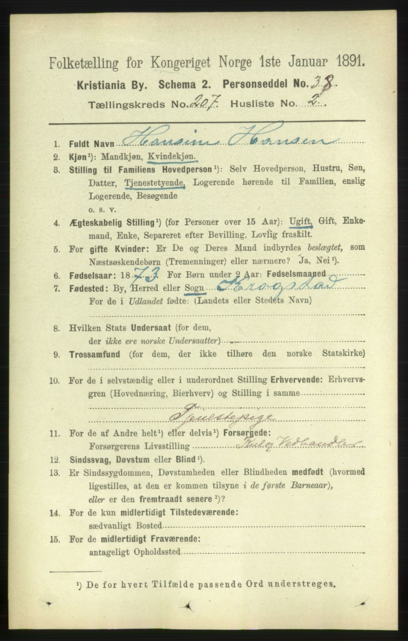 RA, 1891 census for 0301 Kristiania, 1891, p. 124355