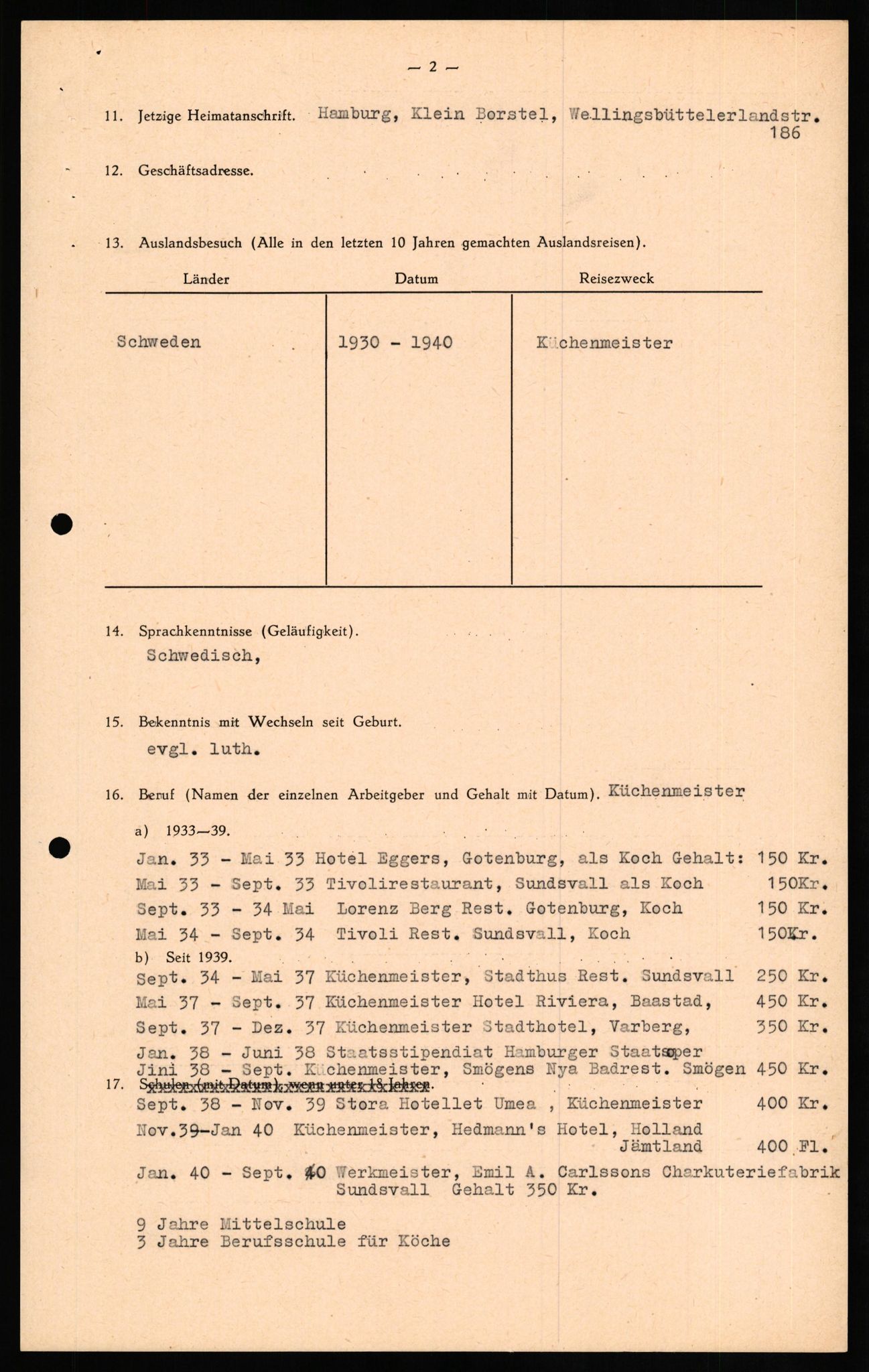 Forsvaret, Forsvarets overkommando II, AV/RA-RAFA-3915/D/Db/L0027: CI Questionaires. Tyske okkupasjonsstyrker i Norge. Tyskere., 1945-1946, p. 159