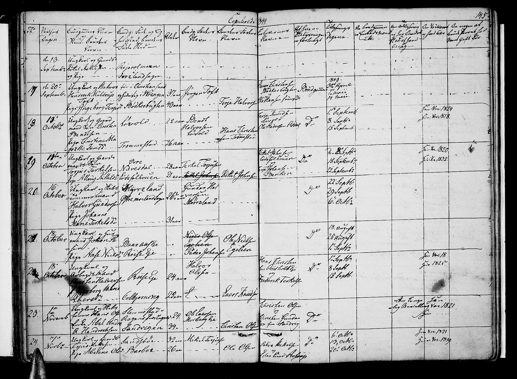 Øyestad sokneprestkontor, AV/SAK-1111-0049/F/Fb/L0006: Parish register (copy) no. B 6, 1843-1854, p. 145