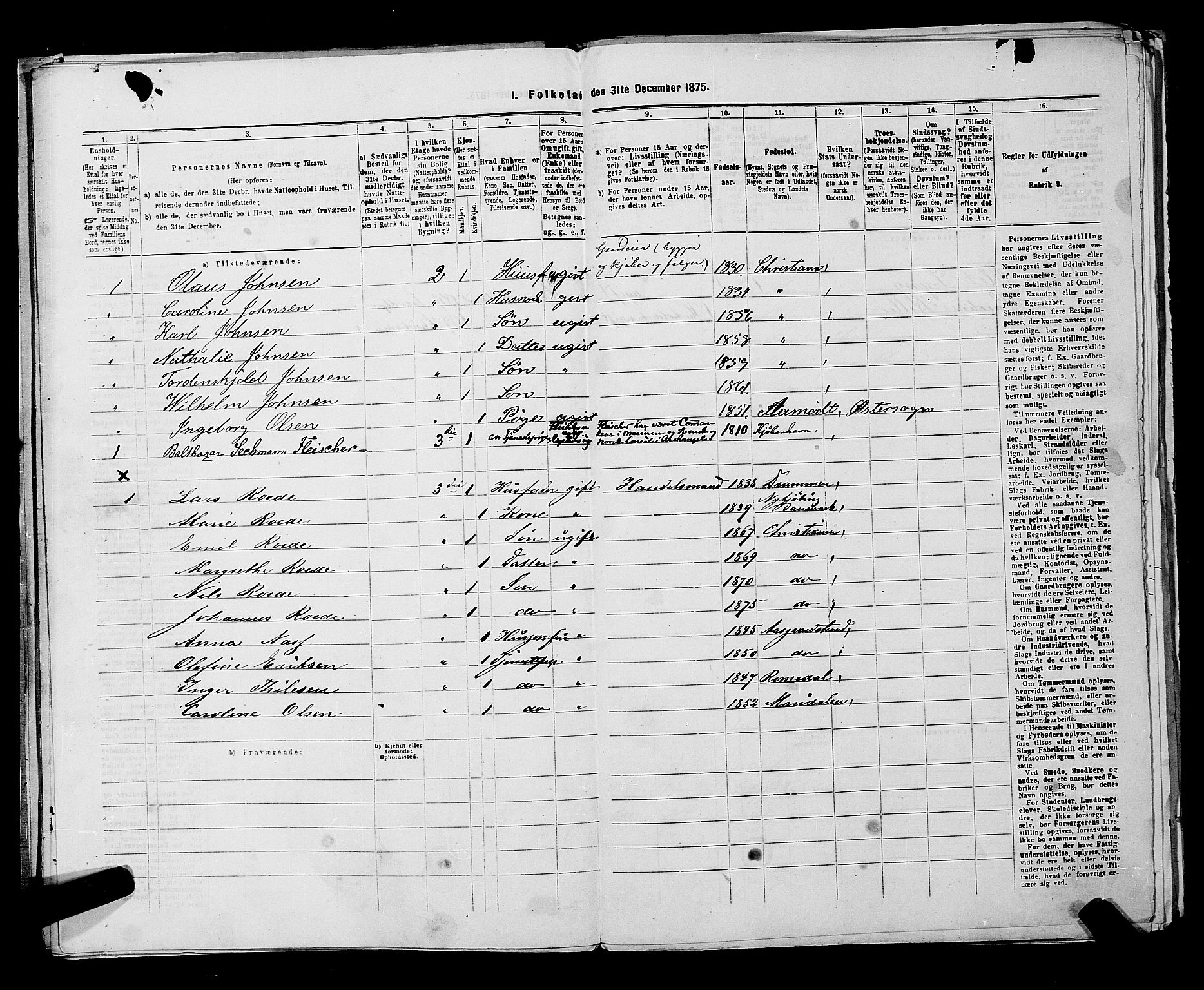 RA, 1875 census for 0301 Kristiania, 1875, p. 5874