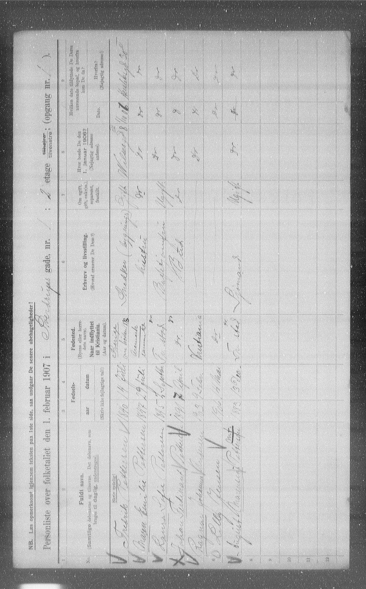 OBA, Municipal Census 1907 for Kristiania, 1907, p. 53388