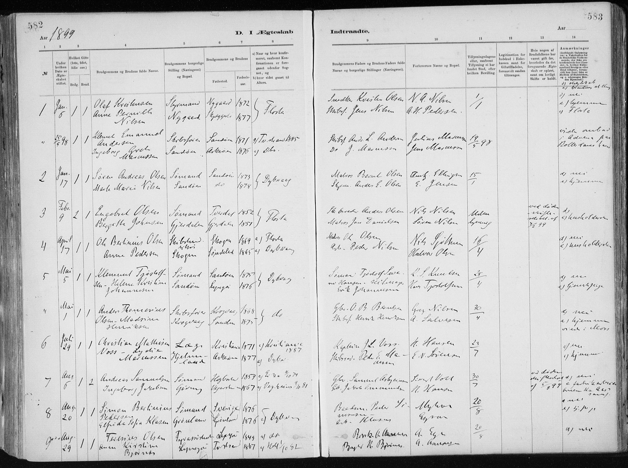 Dypvåg sokneprestkontor, SAK/1111-0007/F/Fa/Faa/L0008: Parish register (official) no. A 8, 1885-1906, p. 582-583