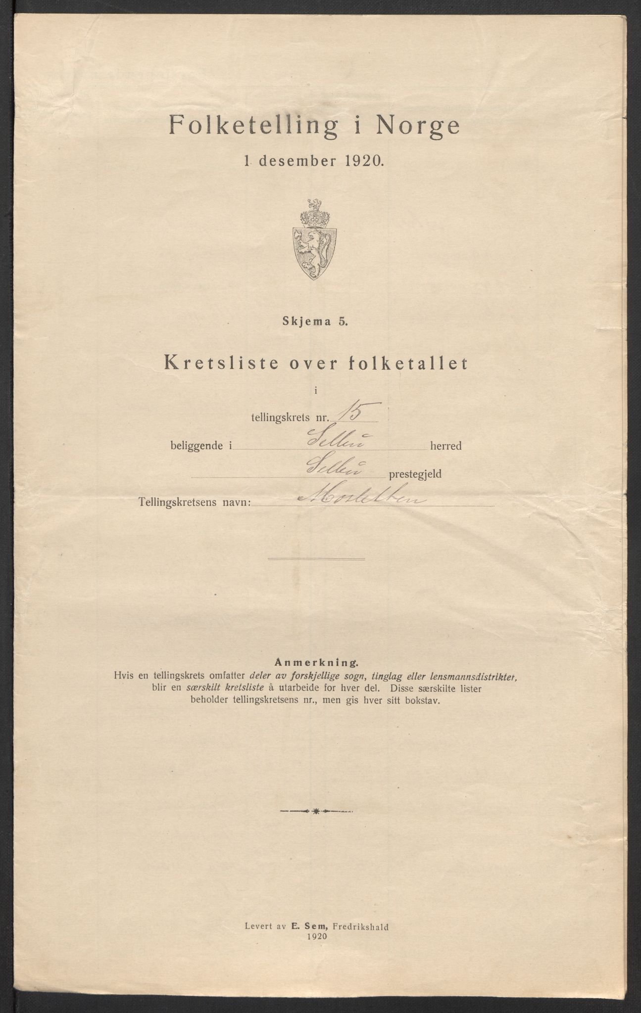 SAT, 1920 census for Selbu, 1920, p. 50