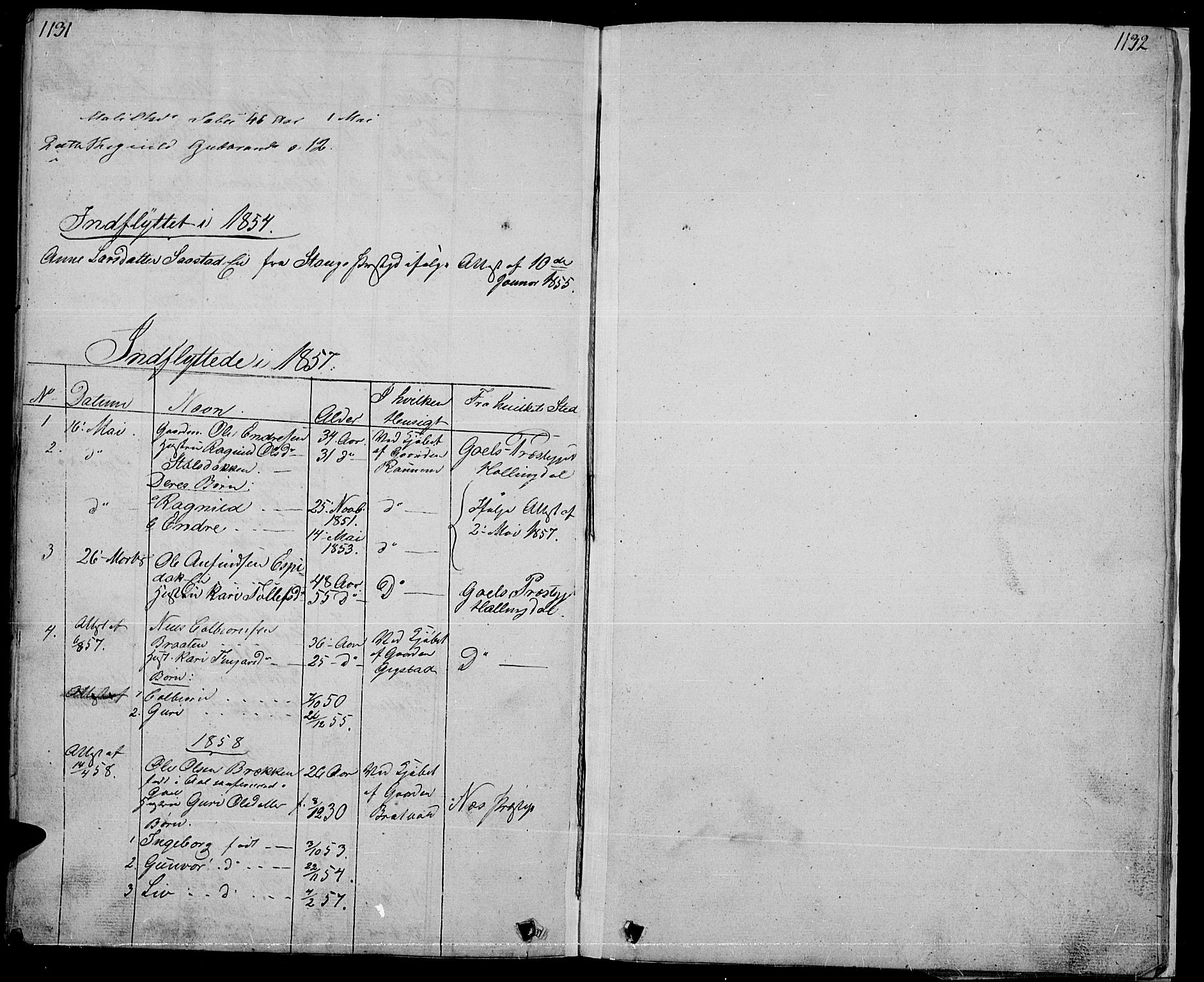 Nord-Aurdal prestekontor, SAH/PREST-132/H/Ha/Hab/L0001: Parish register (copy) no. 1, 1834-1887, p. 1131-1132