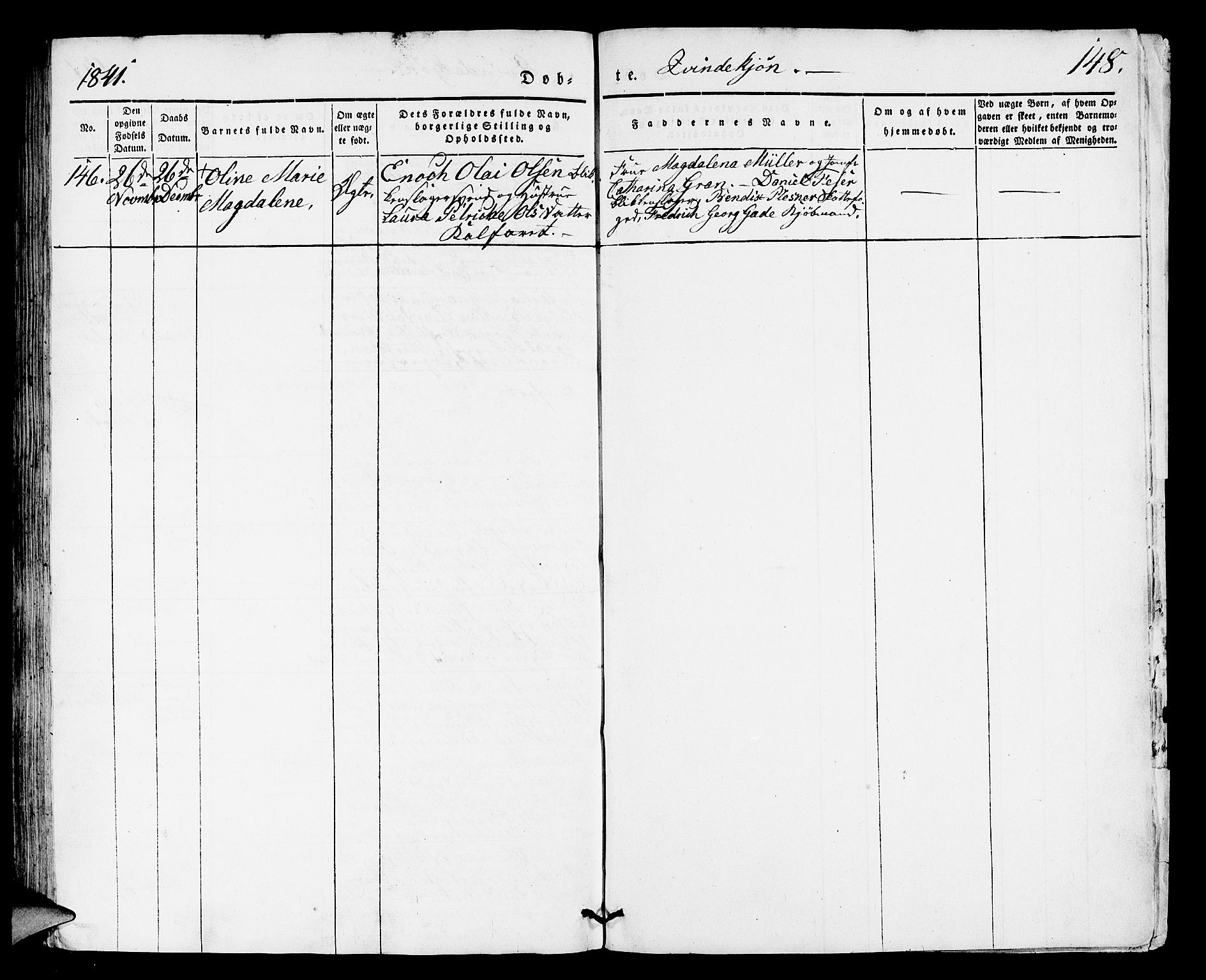 Domkirken sokneprestembete, SAB/A-74801/H/Hab/L0008: Parish register (copy) no. B 1, 1836-1841, p. 148
