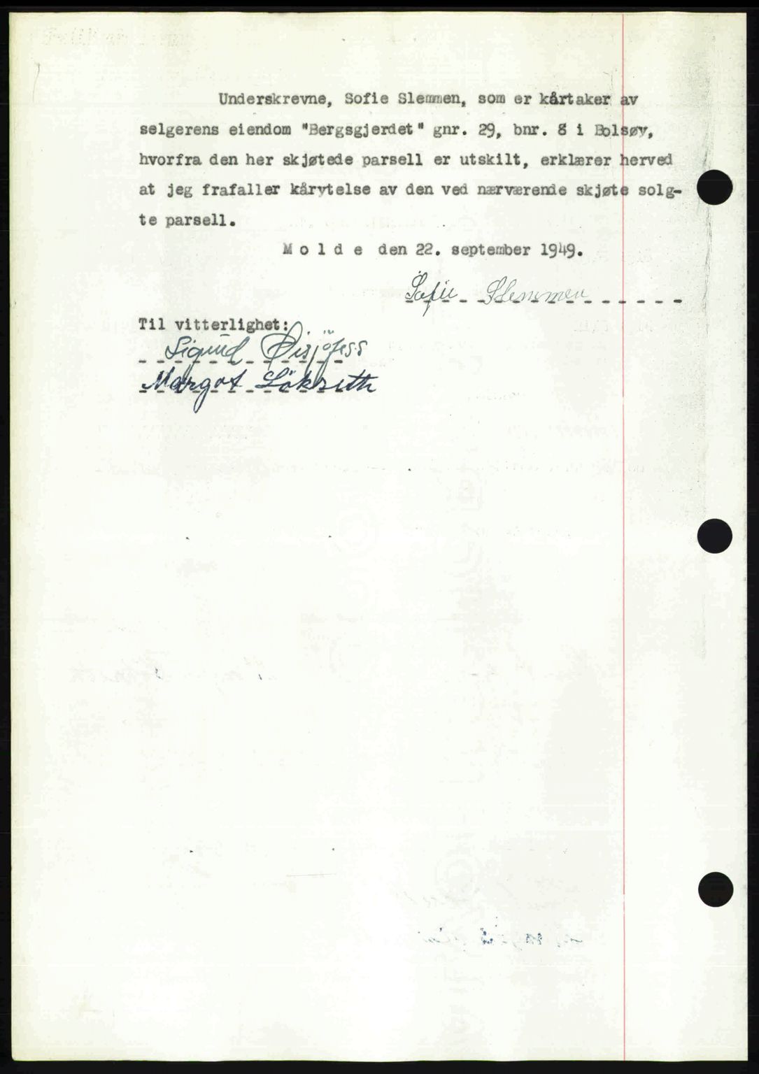 Romsdal sorenskriveri, AV/SAT-A-4149/1/2/2C: Mortgage book no. A31, 1949-1949, Diary no: : 2645/1949