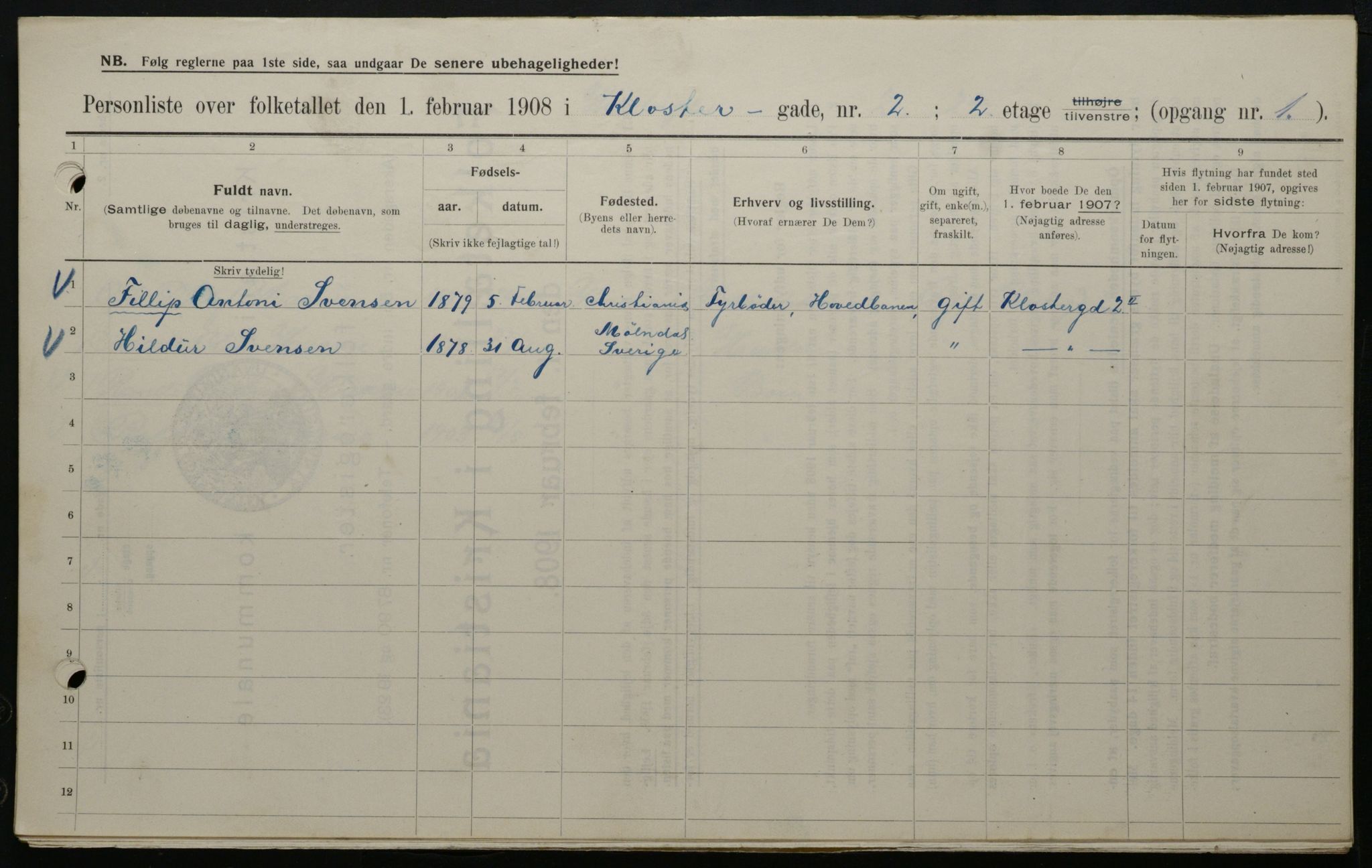 OBA, Municipal Census 1908 for Kristiania, 1908, p. 46556