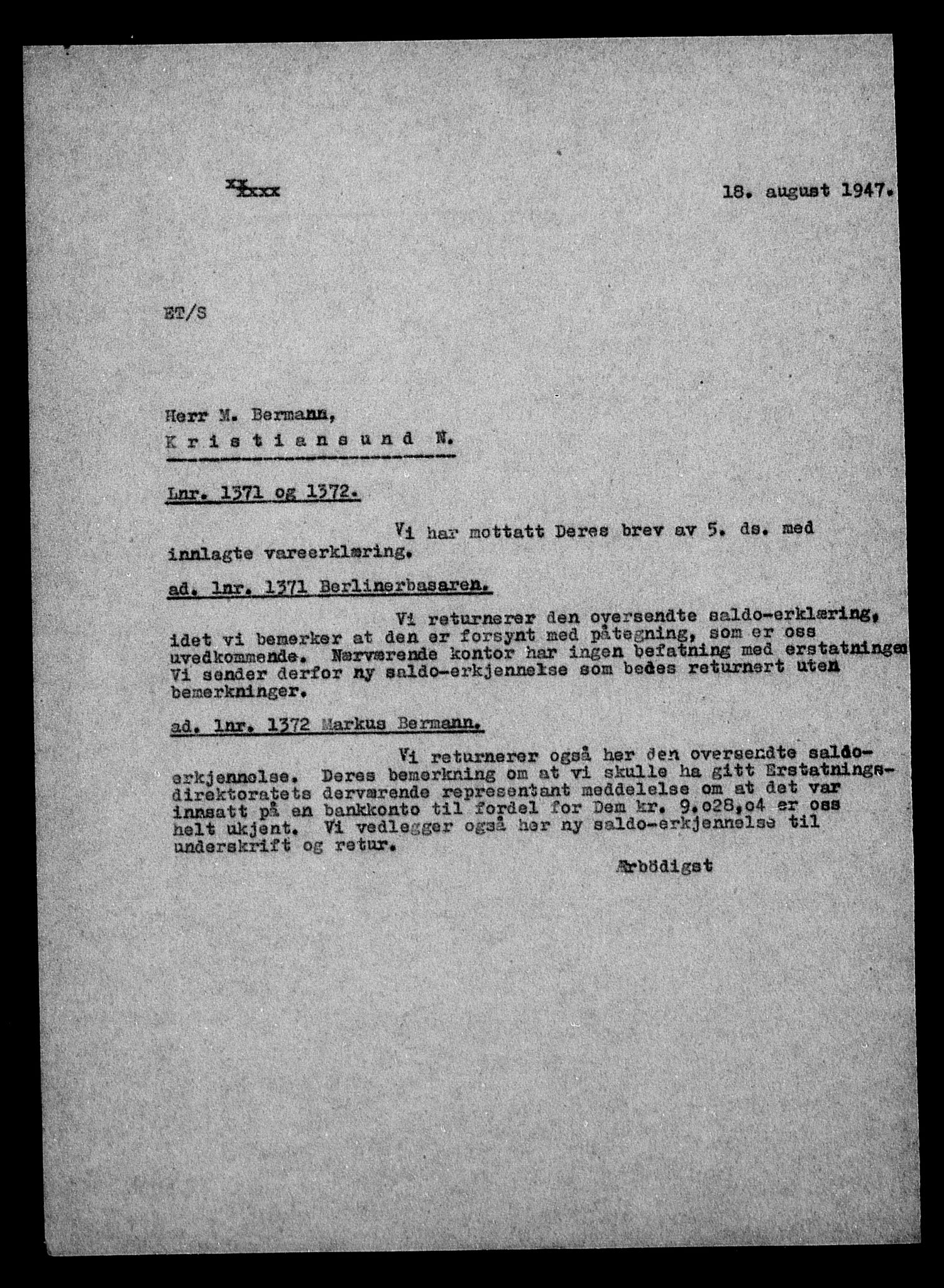 Justisdepartementet, Tilbakeføringskontoret for inndratte formuer, AV/RA-S-1564/H/Hc/Hcb/L0910: --, 1945-1947, p. 209