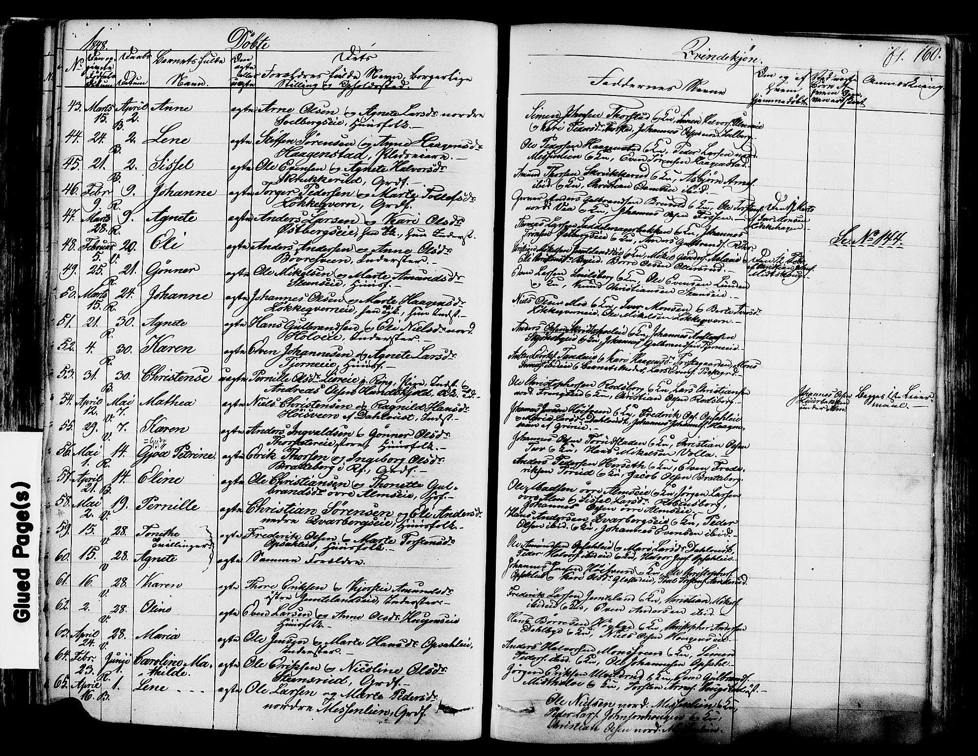 Ringsaker prestekontor, SAH/PREST-014/K/Ka/L0008: Parish register (official) no. 8, 1837-1850, p. 160