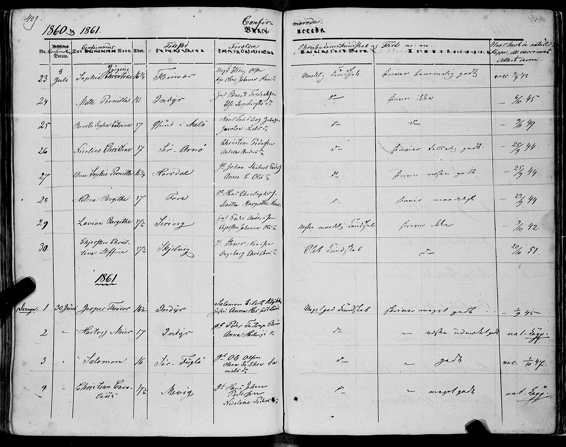 Ministerialprotokoller, klokkerbøker og fødselsregistre - Nordland, SAT/A-1459/805/L0097: Parish register (official) no. 805A04, 1837-1861, p. 409