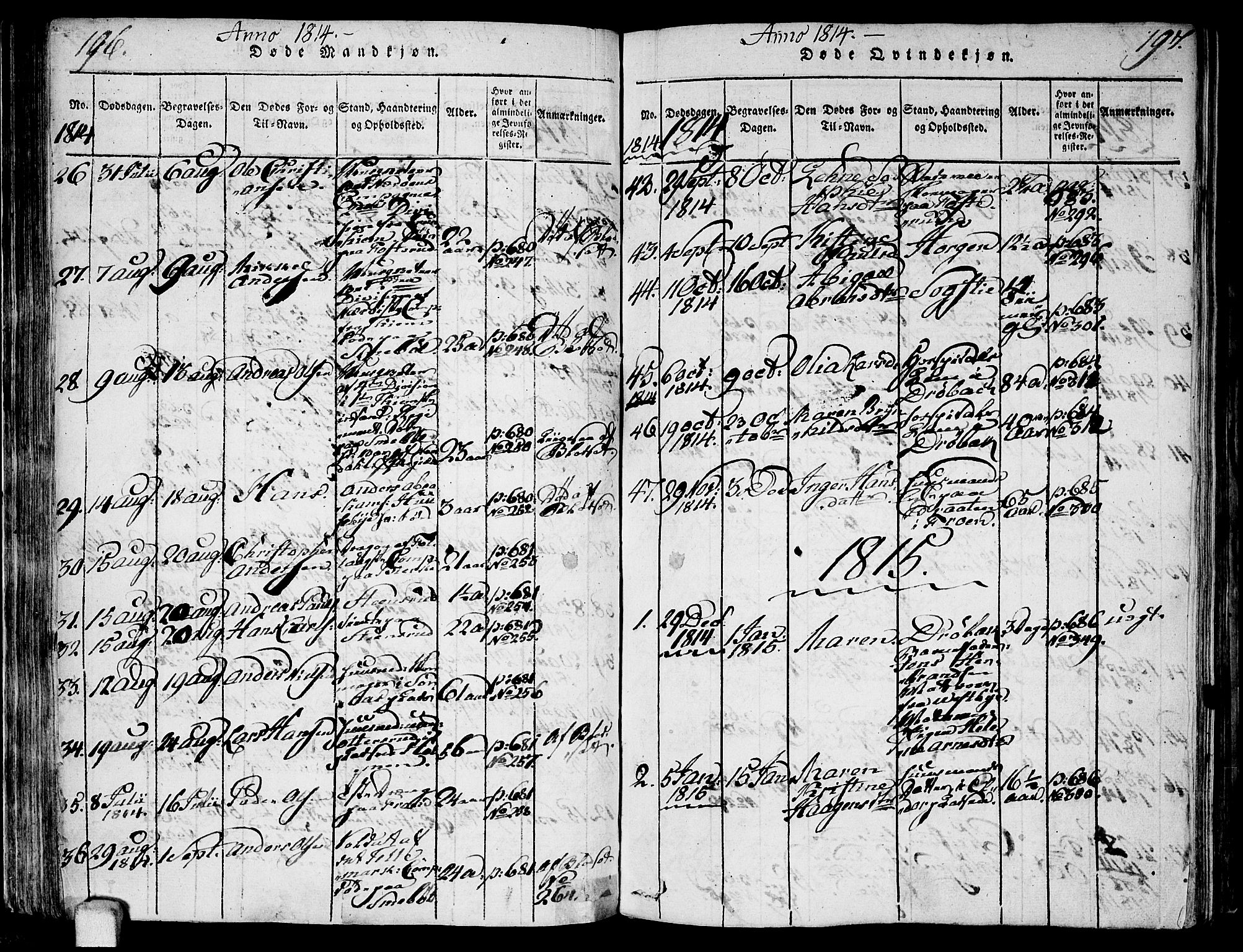 Ås prestekontor Kirkebøker, SAO/A-10894/F/Fa/L0003: Parish register (official) no. I 3, 1814-1818, p. 196-197