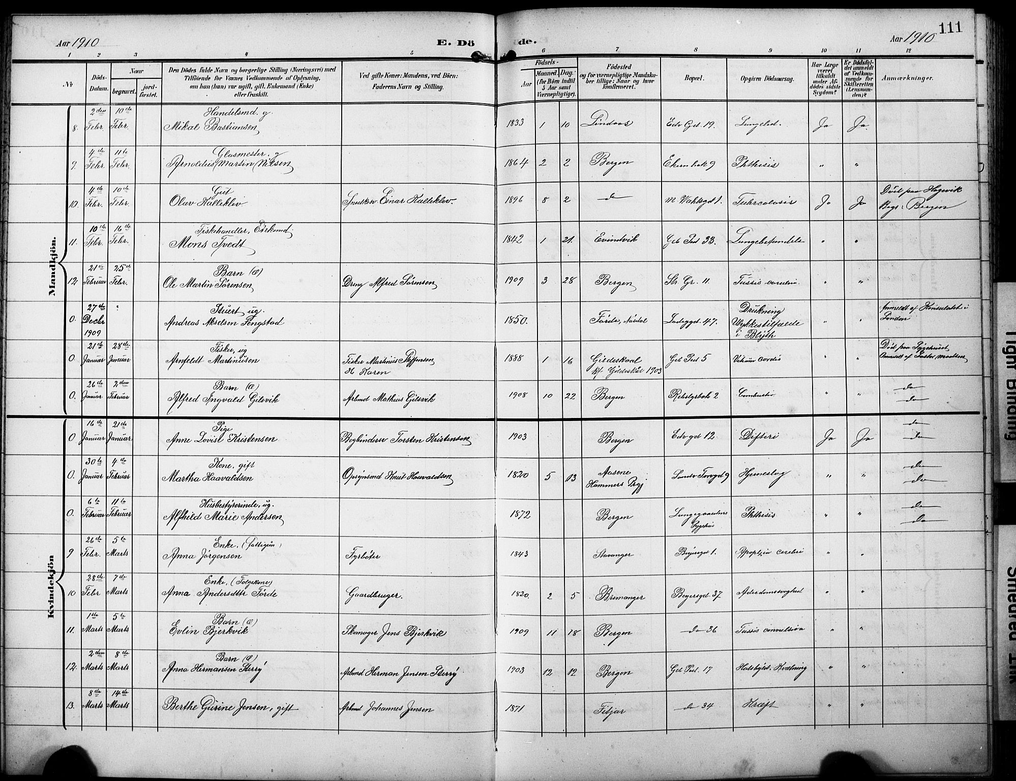 Sandviken Sokneprestembete, AV/SAB-A-77601/H/Hb/L0017: Parish register (copy) no. E 1, 1903-1926, p. 111