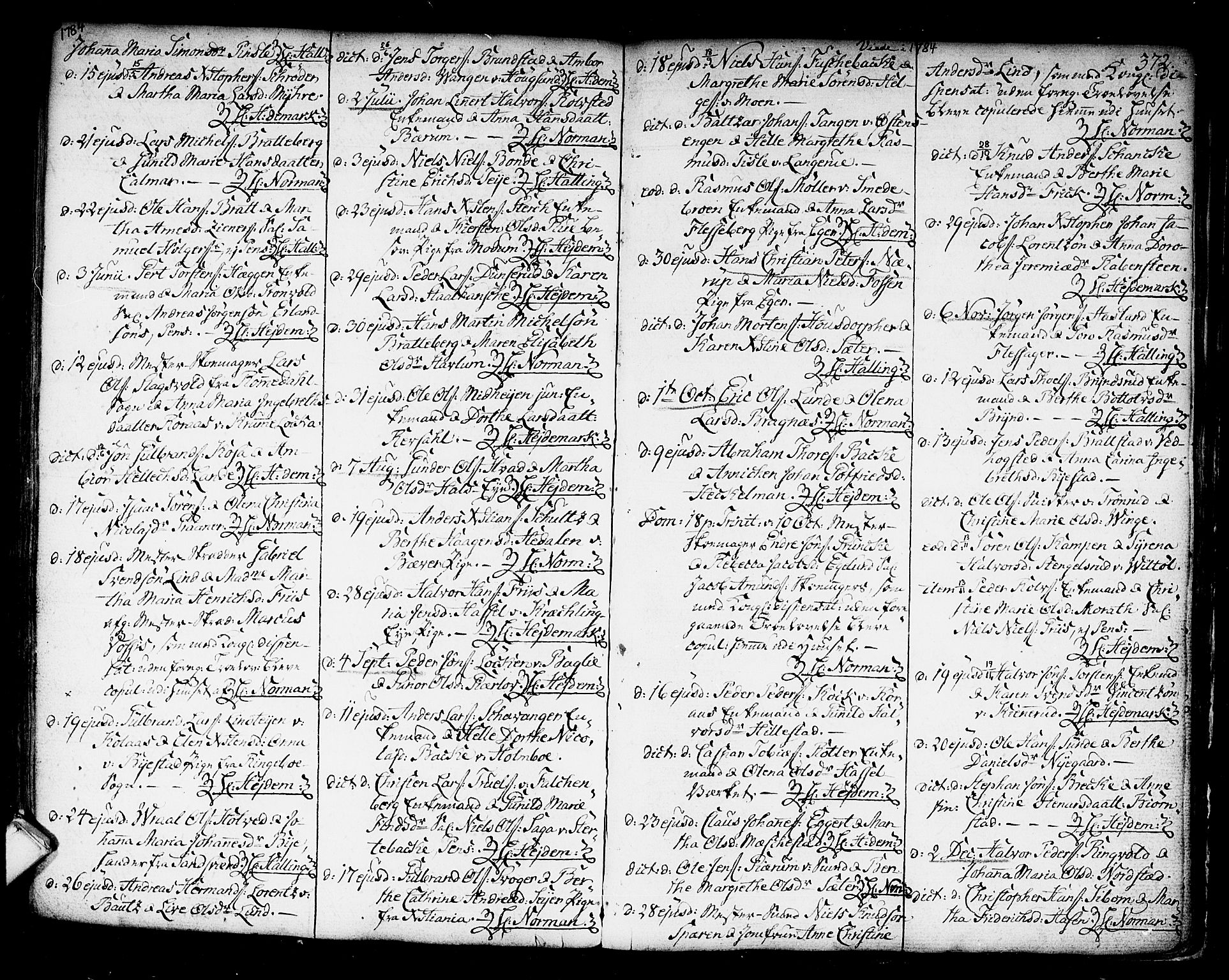 Kongsberg kirkebøker, SAKO/A-22/F/Fa/L0006: Parish register (official) no. I 6, 1783-1797, p. 372