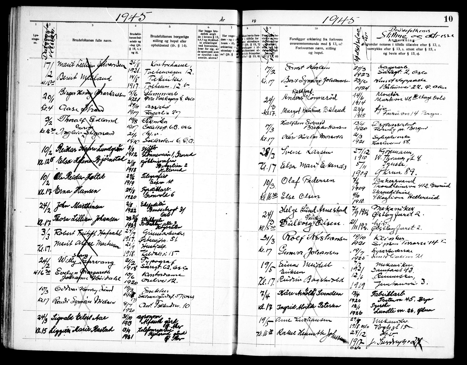 Østre Aker prestekontor Kirkebøker, SAO/A-10840/H/Ha/L0010: Banns register no. I 10, 1943-1948, p. 10