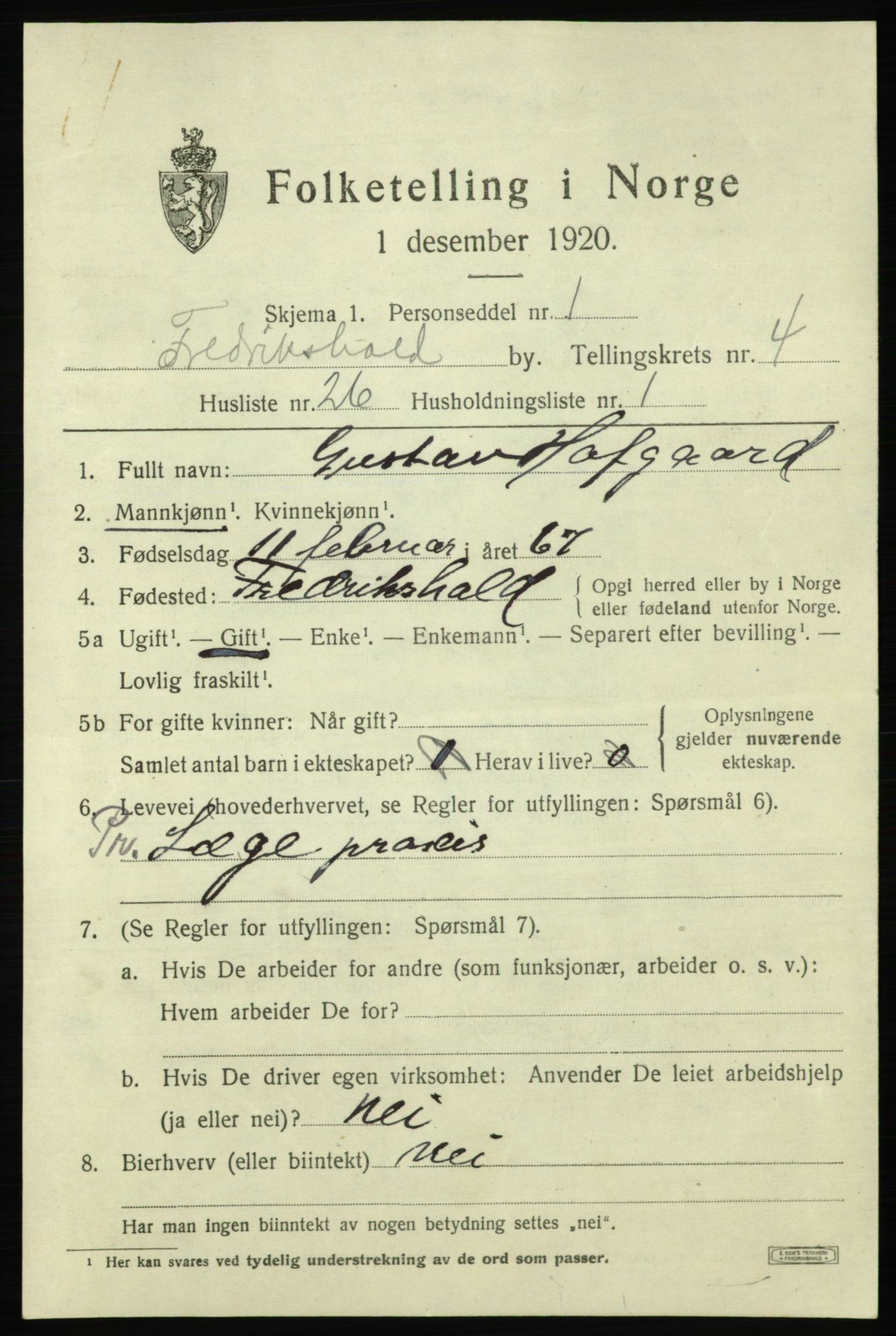 SAO, 1920 census for Fredrikshald, 1920, p. 11757