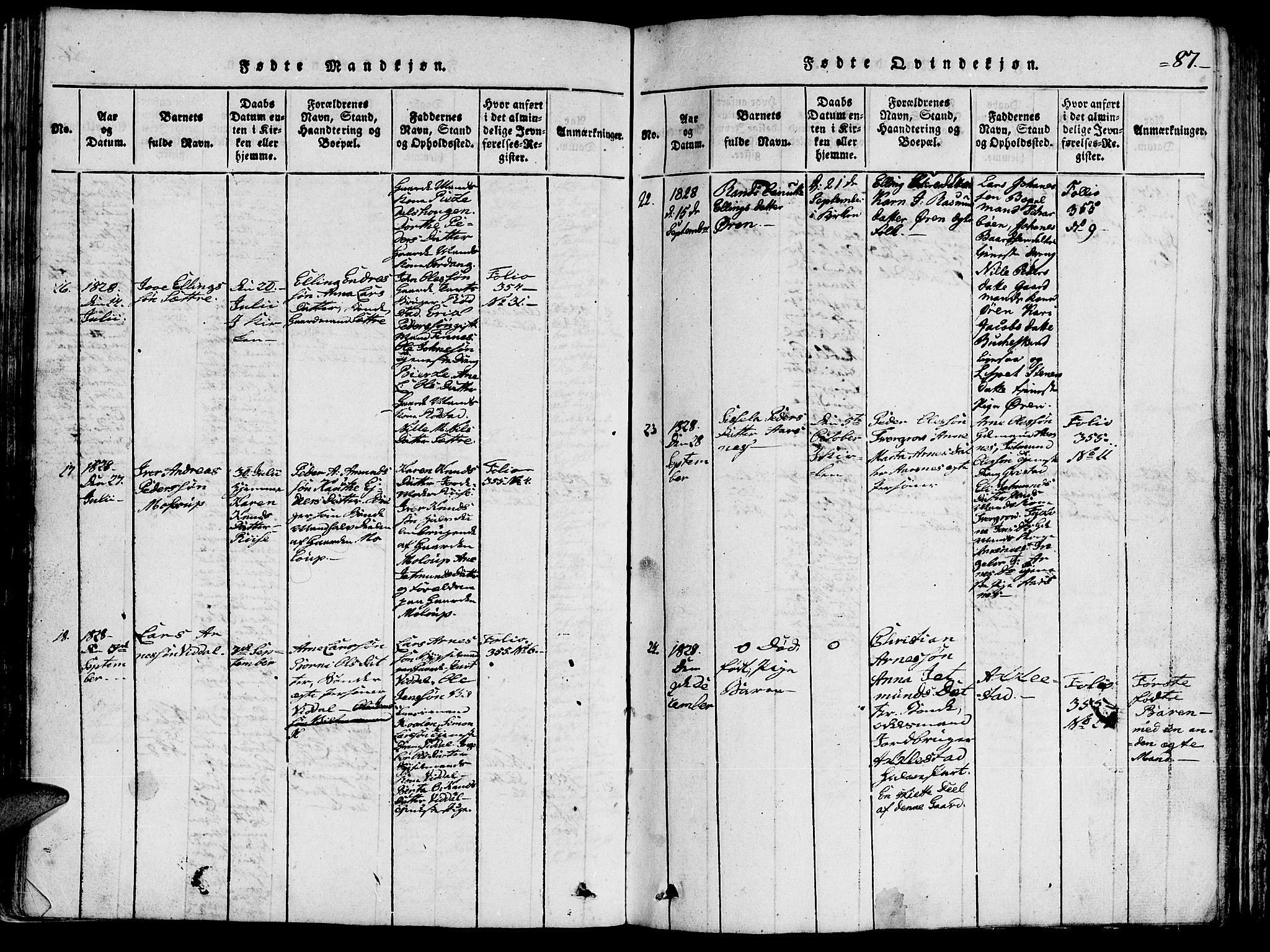 Ministerialprotokoller, klokkerbøker og fødselsregistre - Møre og Romsdal, AV/SAT-A-1454/515/L0207: Parish register (official) no. 515A03, 1819-1829, p. 87