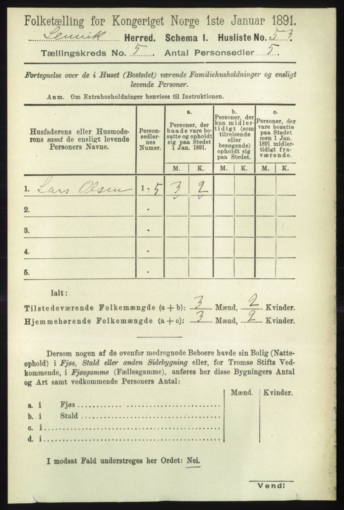 RA, 1891 census for 1931 Lenvik, 1891, p. 2512