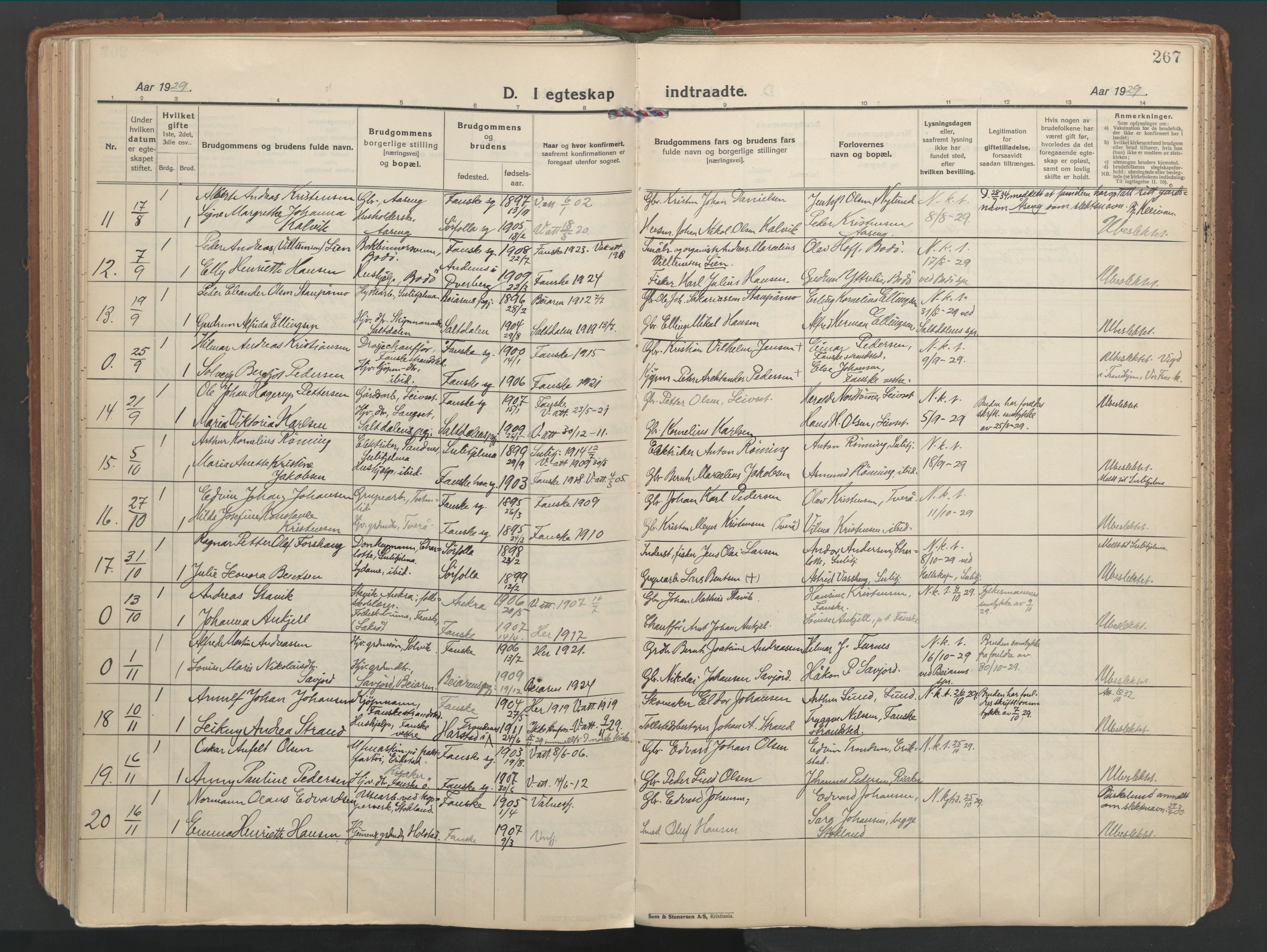 Ministerialprotokoller, klokkerbøker og fødselsregistre - Nordland, SAT/A-1459/849/L0699: Parish register (official) no. 849A10, 1924-1937, p. 267