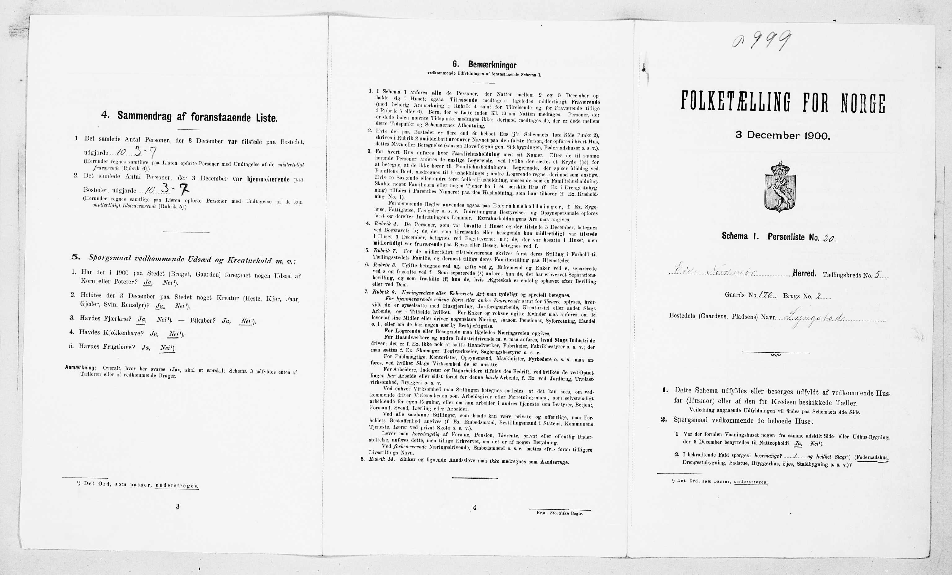 SAT, 1900 census for Eide, 1900, p. 405