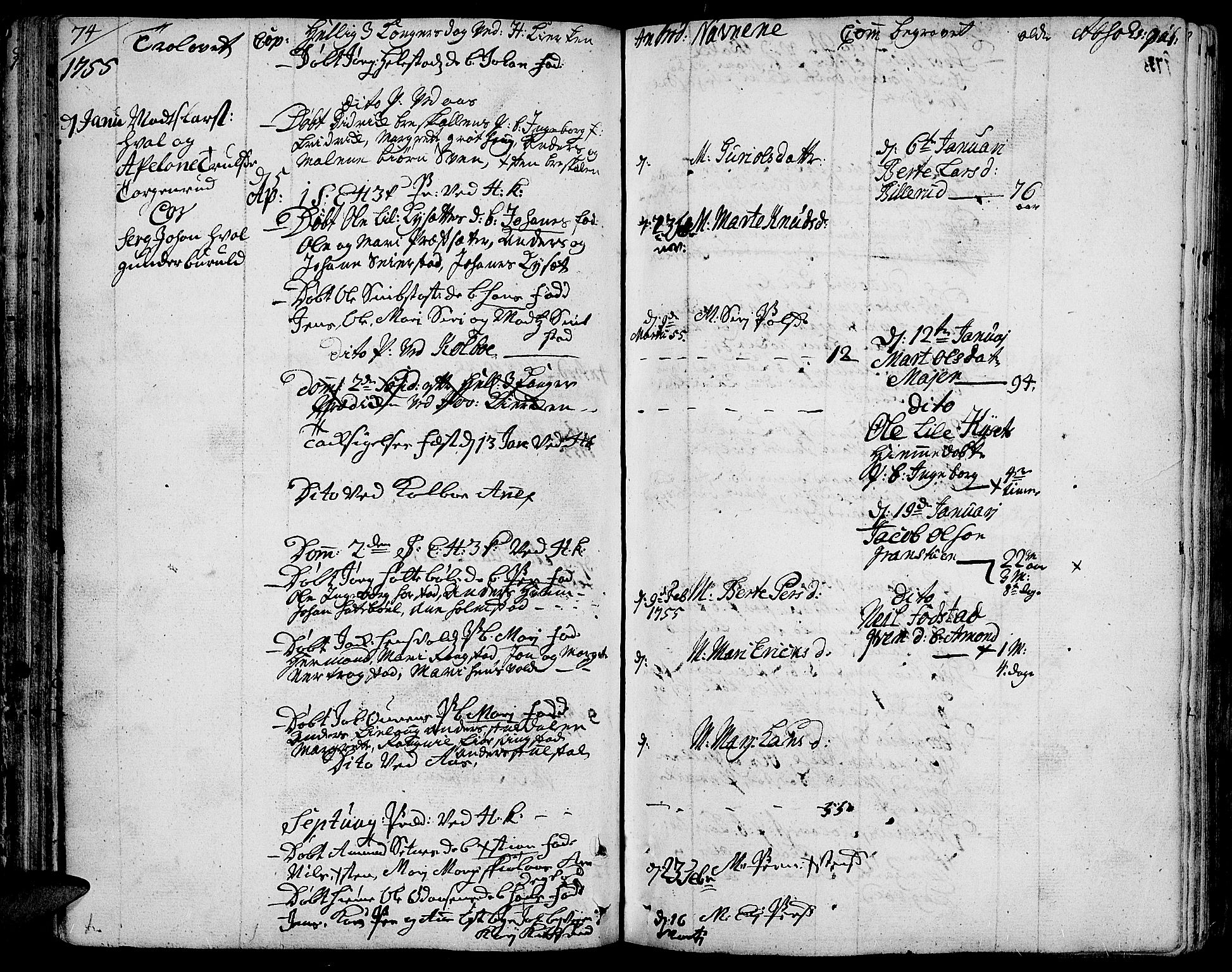 Toten prestekontor, SAH/PREST-102/H/Ha/Haa/L0004: Parish register (official) no. 4, 1751-1761, p. 74