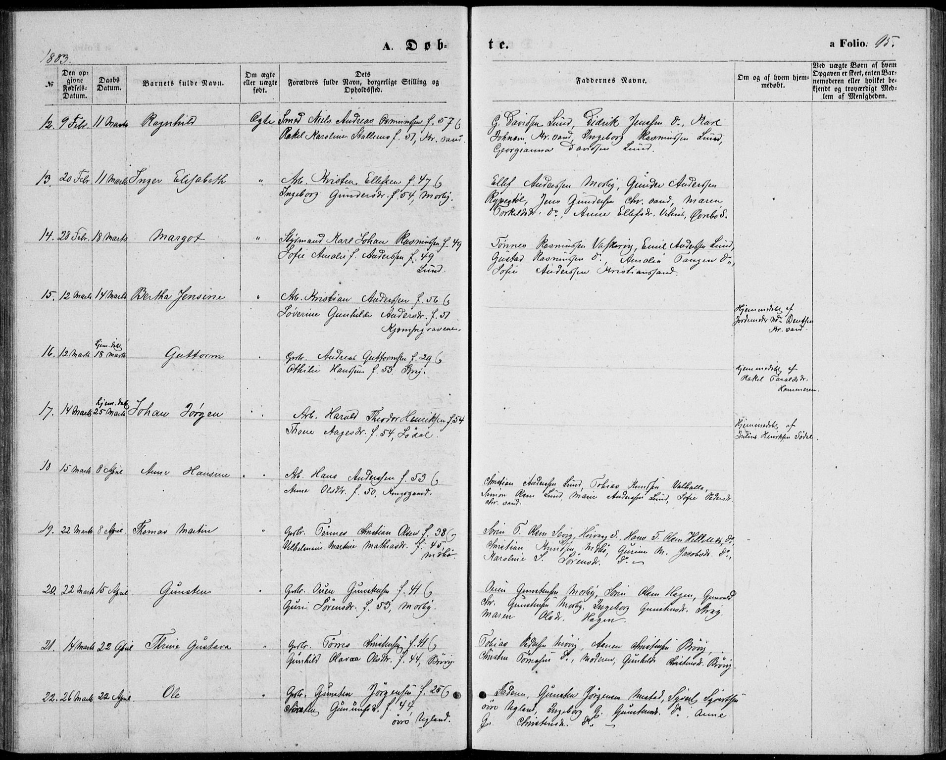 Oddernes sokneprestkontor, AV/SAK-1111-0033/F/Fb/Fba/L0007: Parish register (copy) no. B 7, 1869-1887, p. 95