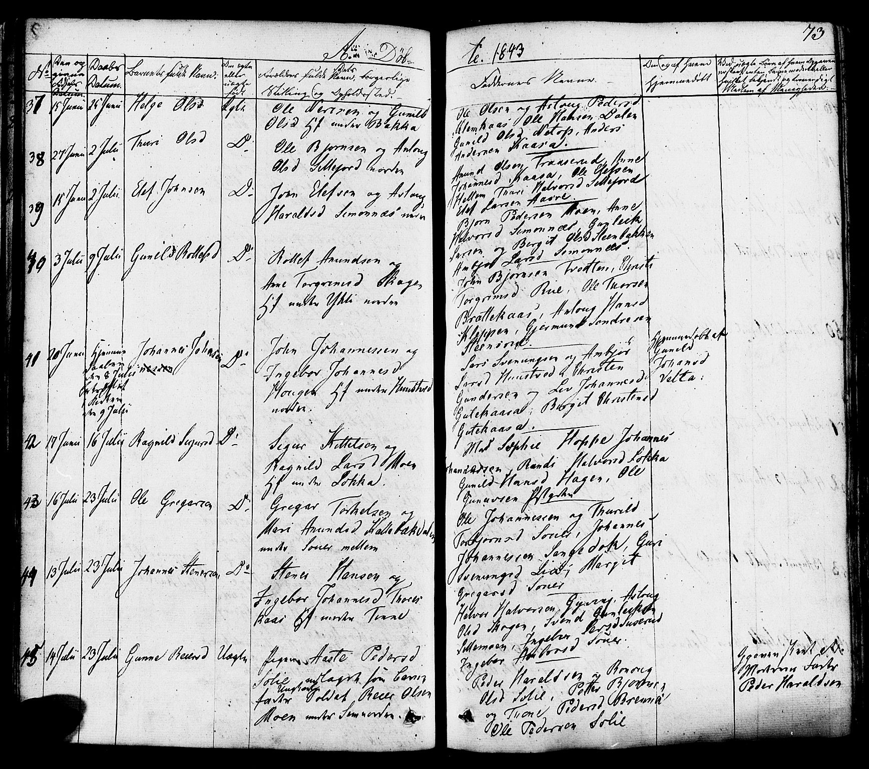 Heddal kirkebøker, SAKO/A-268/F/Fa/L0006: Parish register (official) no. I 6, 1837-1854, p. 73