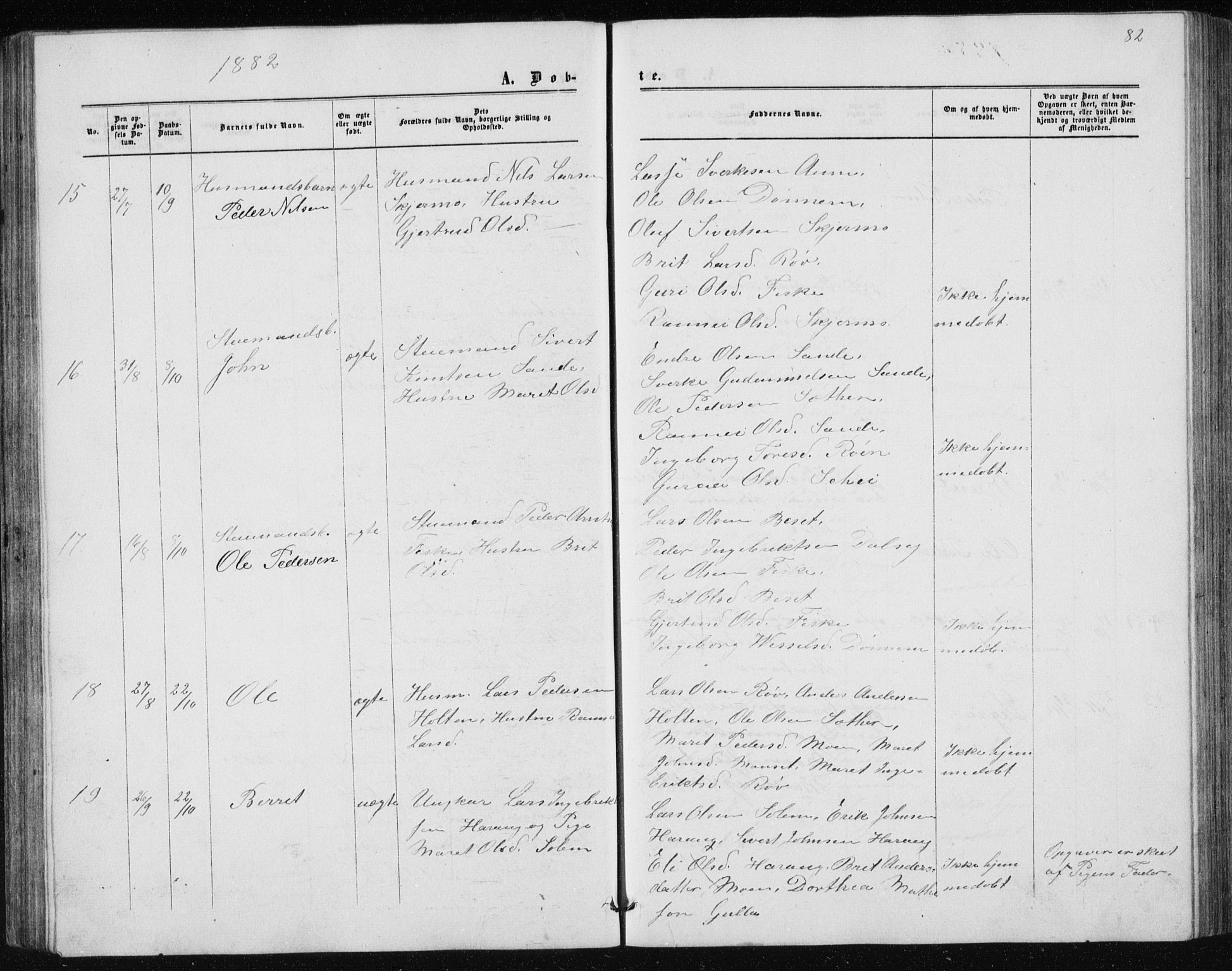 Ministerialprotokoller, klokkerbøker og fødselsregistre - Møre og Romsdal, AV/SAT-A-1454/597/L1064: Parish register (copy) no. 597C01, 1866-1898, p. 82