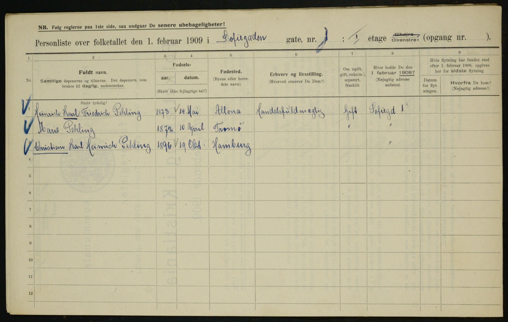 OBA, Municipal Census 1909 for Kristiania, 1909, p. 89478