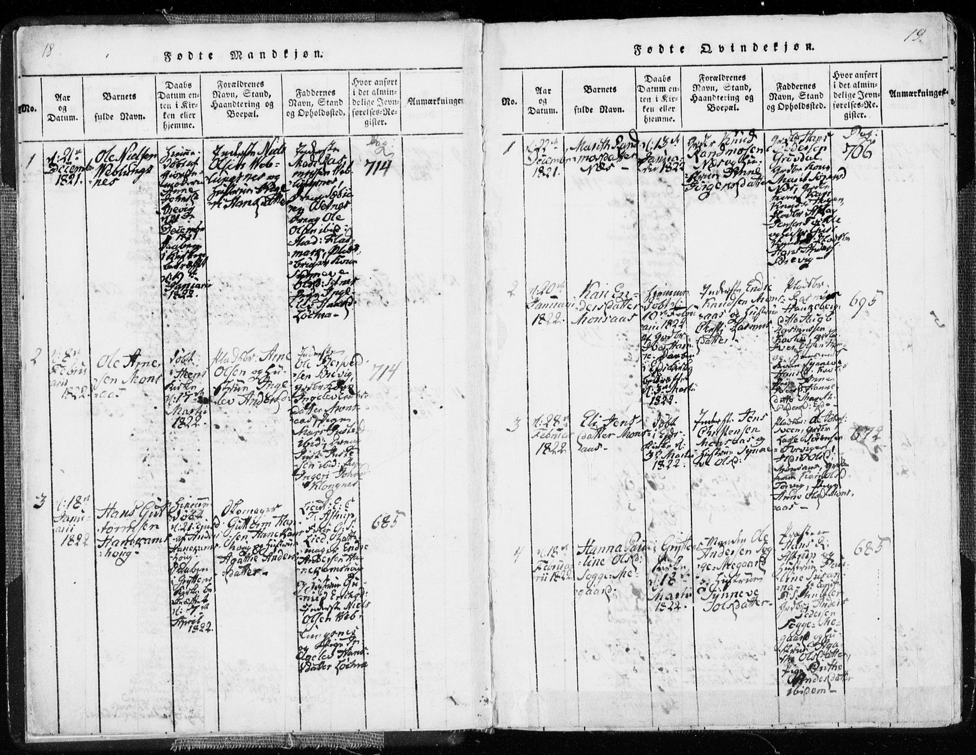 Ministerialprotokoller, klokkerbøker og fødselsregistre - Møre og Romsdal, SAT/A-1454/544/L0571: Parish register (official) no. 544A04, 1818-1853, p. 18-19