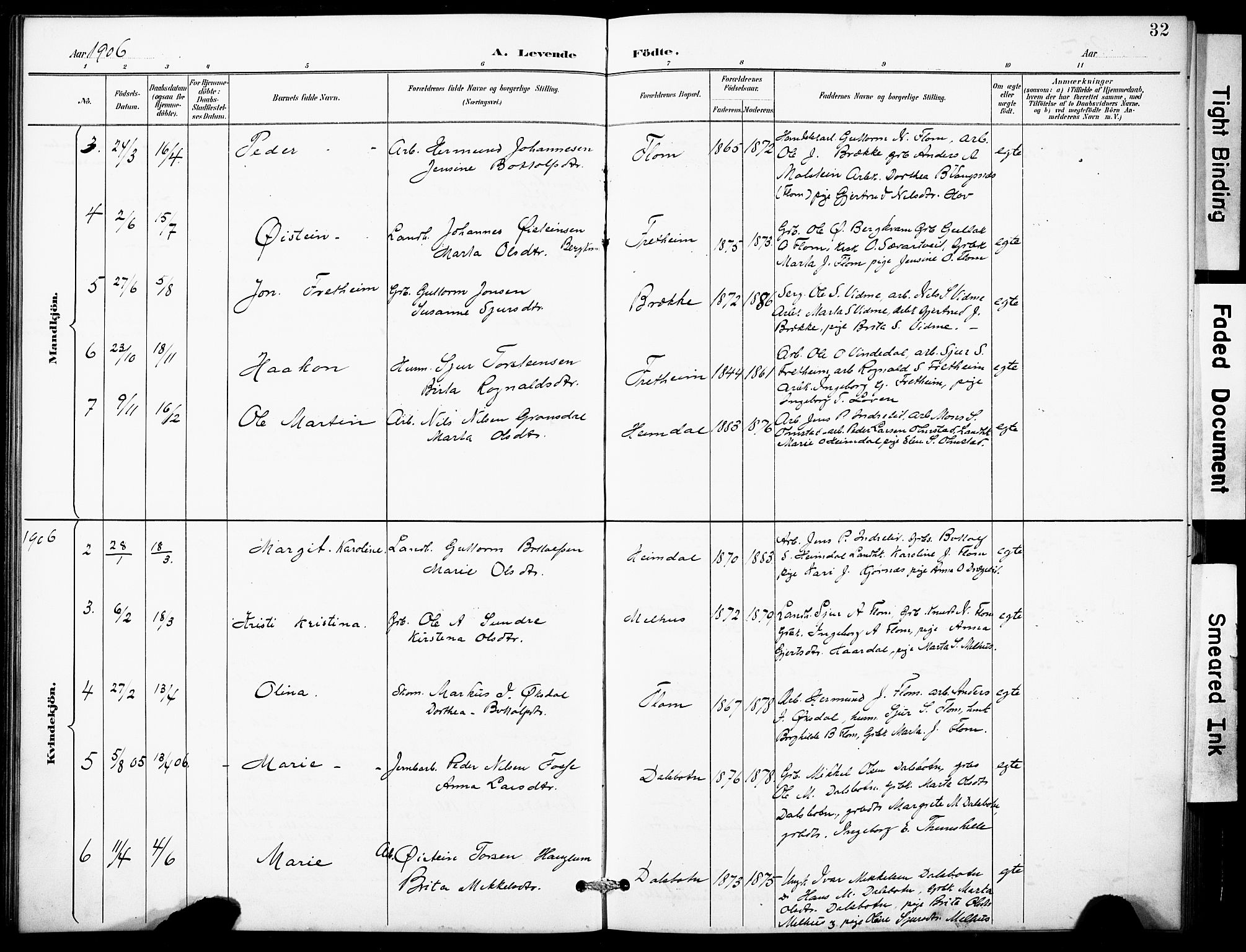 Aurland sokneprestembete, AV/SAB-A-99937/H/Hb/Hbb/L0002: Parish register (copy) no. B 2, 1887-1929, p. 32