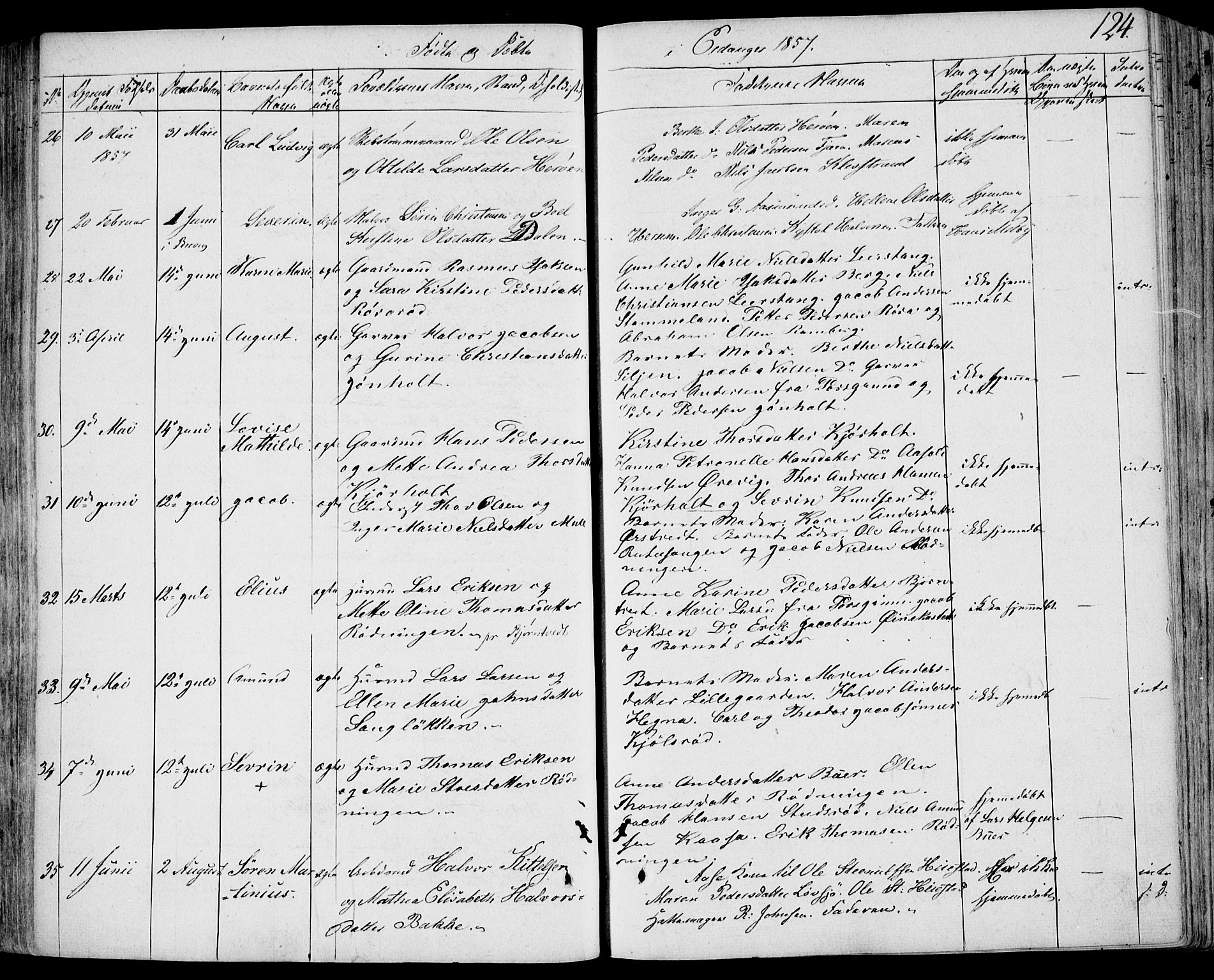 Eidanger kirkebøker, SAKO/A-261/F/Fa/L0008: Parish register (official) no. 8, 1831-1858, p. 124