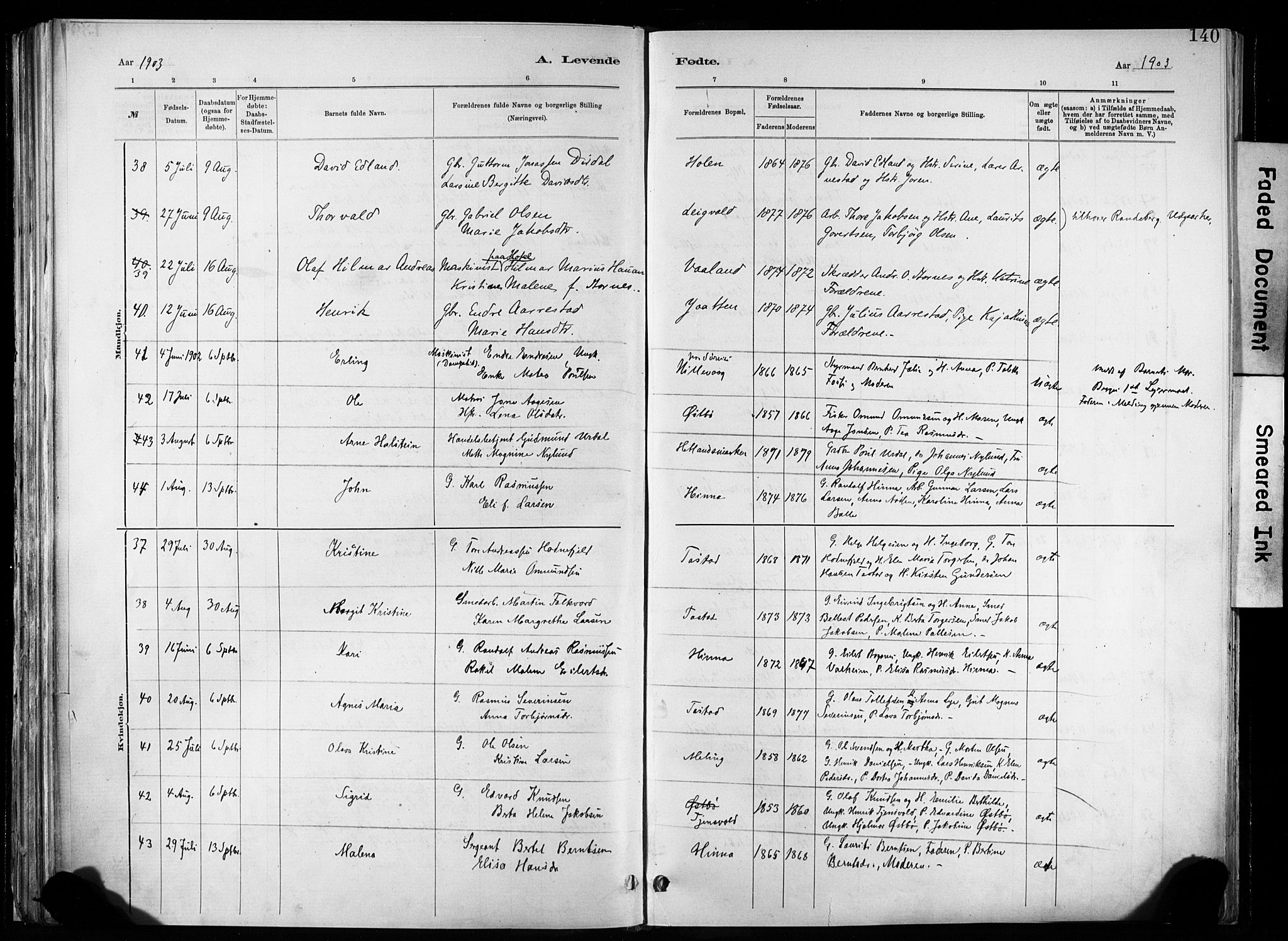 Hetland sokneprestkontor, AV/SAST-A-101826/30/30BA/L0011: Parish register (official) no. A 11, 1884-1911, p. 140