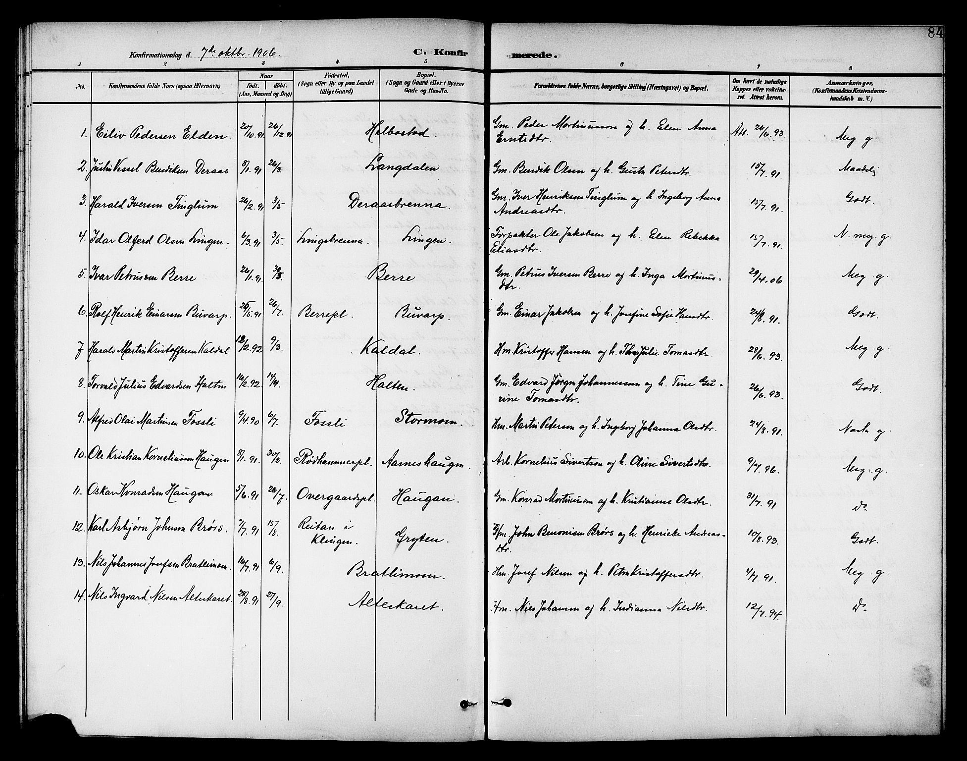 Ministerialprotokoller, klokkerbøker og fødselsregistre - Nord-Trøndelag, SAT/A-1458/742/L0412: Parish register (copy) no. 742C03, 1898-1910, p. 84