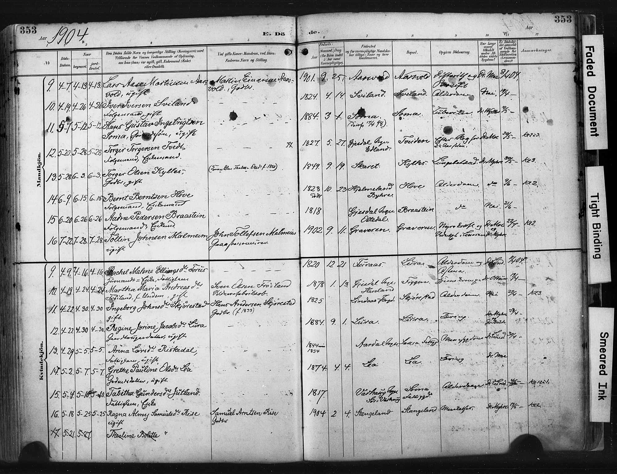 Høyland sokneprestkontor, SAST/A-101799/001/30BA/L0015: Parish register (official) no. A 14, 1899-1911, p. 353