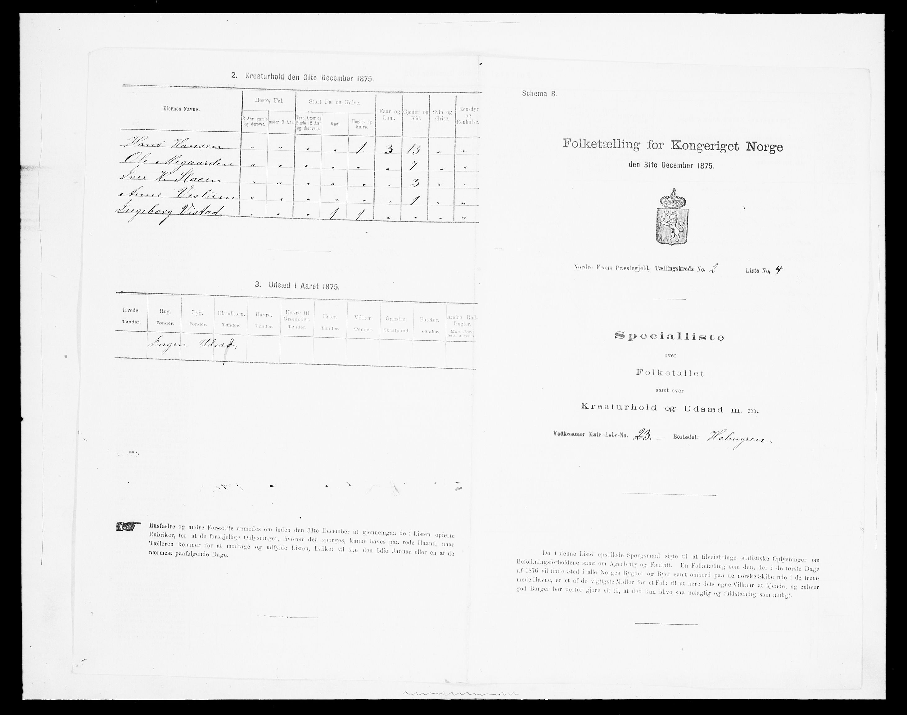 SAH, 1875 census for 0518P Nord-Fron, 1875, p. 146